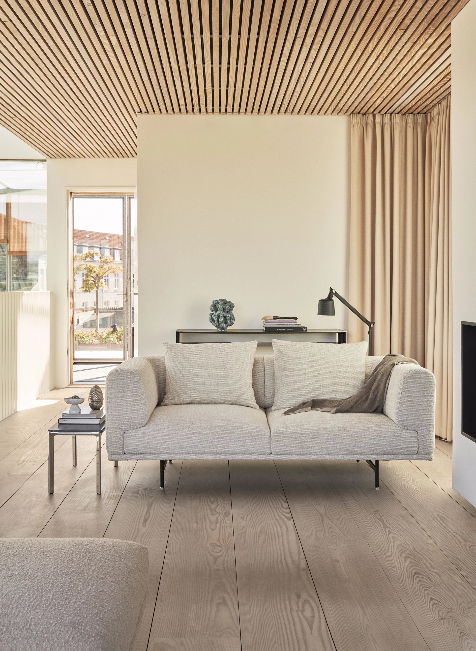 Sofa 2-zits CHIMNEY bruin boucle met stalen basis