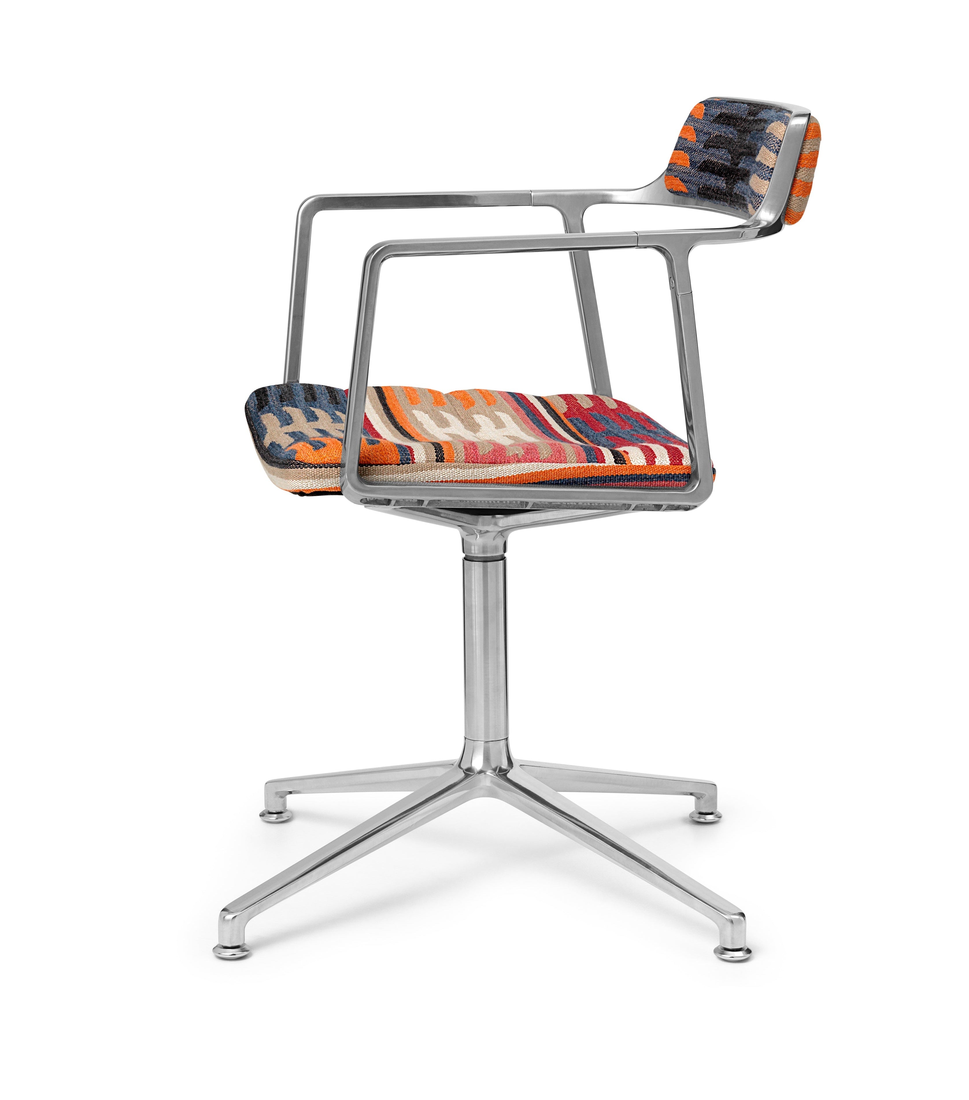 Bureau stoel 452 - TODOS SANTOS in blauw en oranje met metalen basis