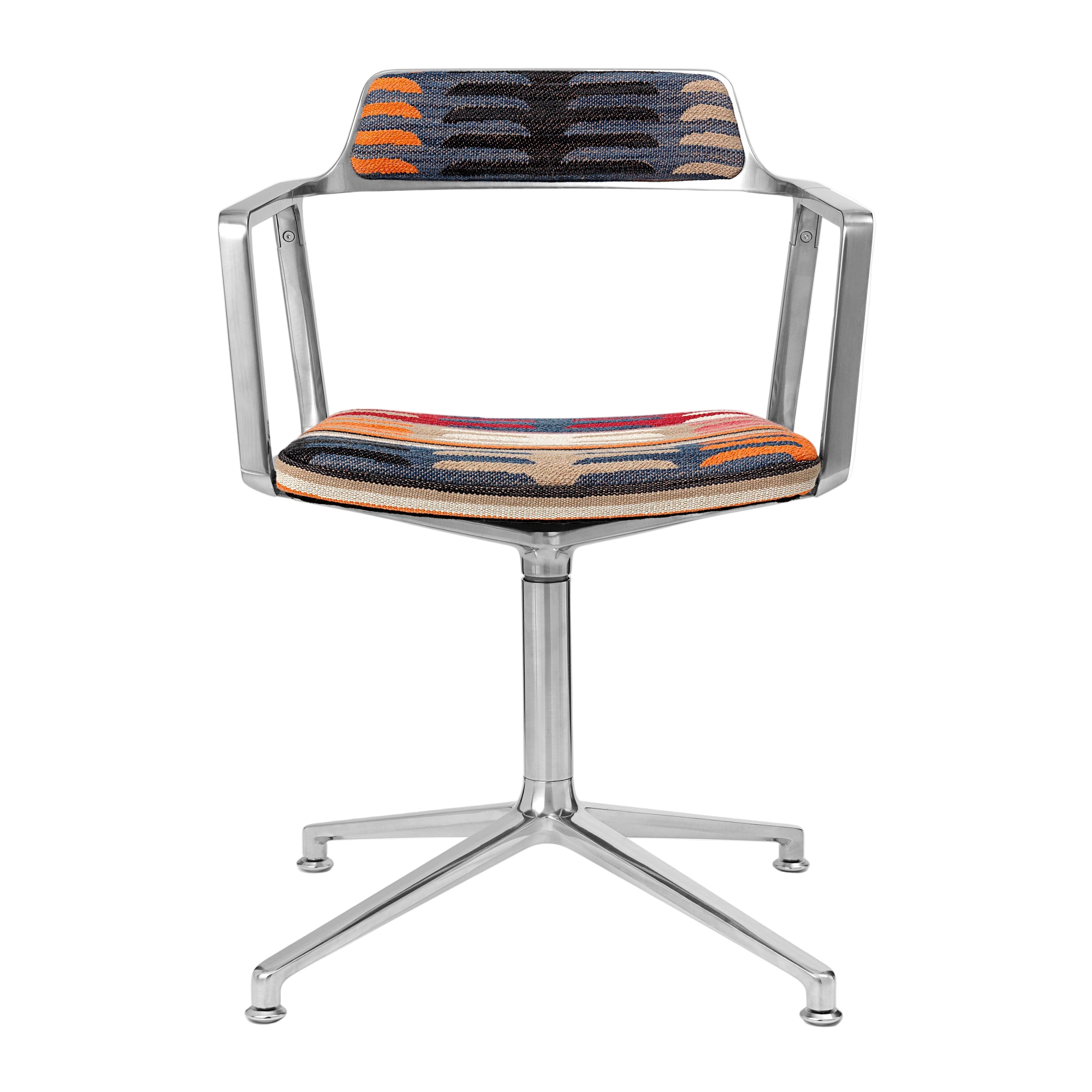 Bureau stoel 452 - TODOS SANTOS in blauw en oranje met metalen basis