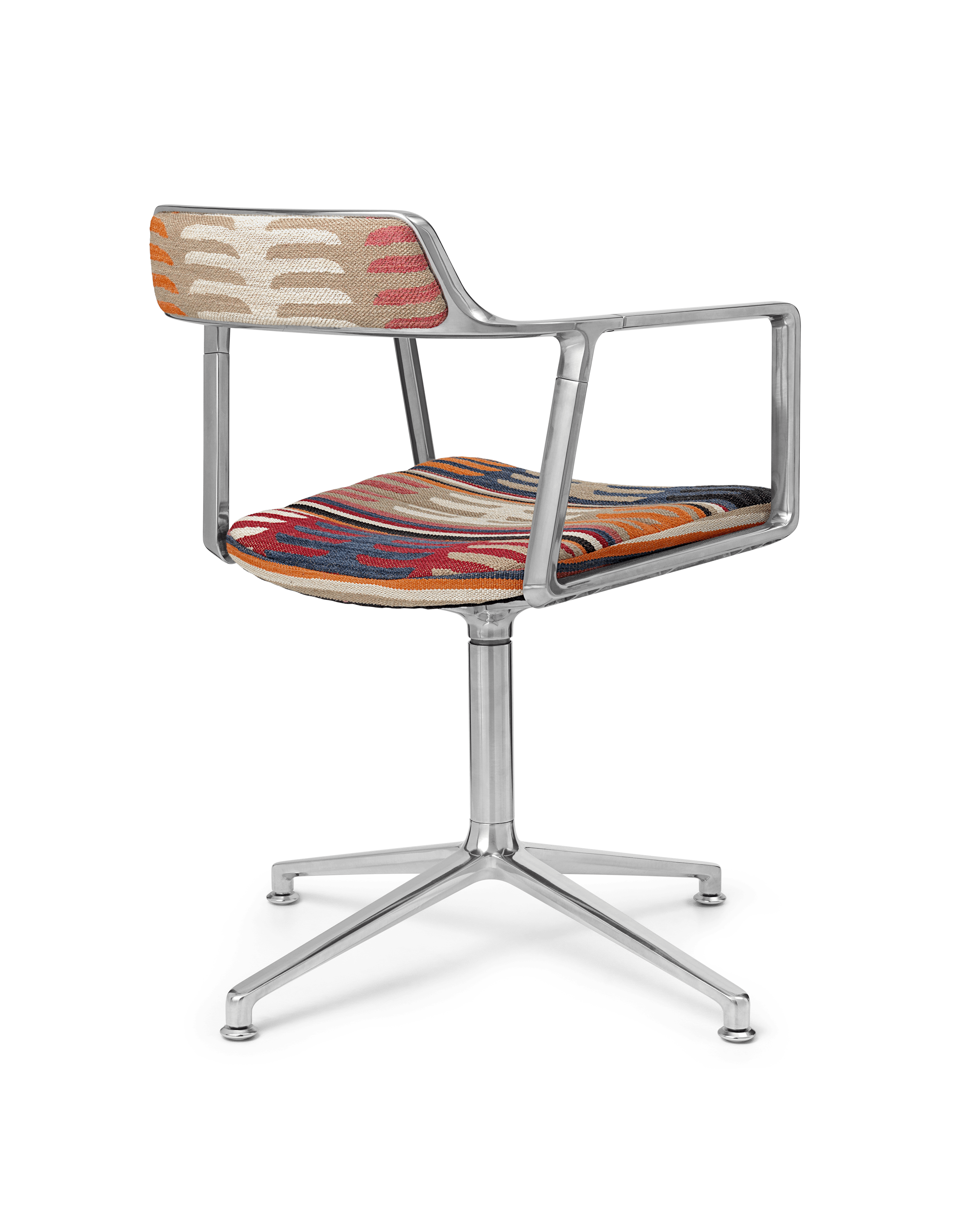 Bureau stoel 452 - TODOS SANTOS in blauw en oranje met metalen basis