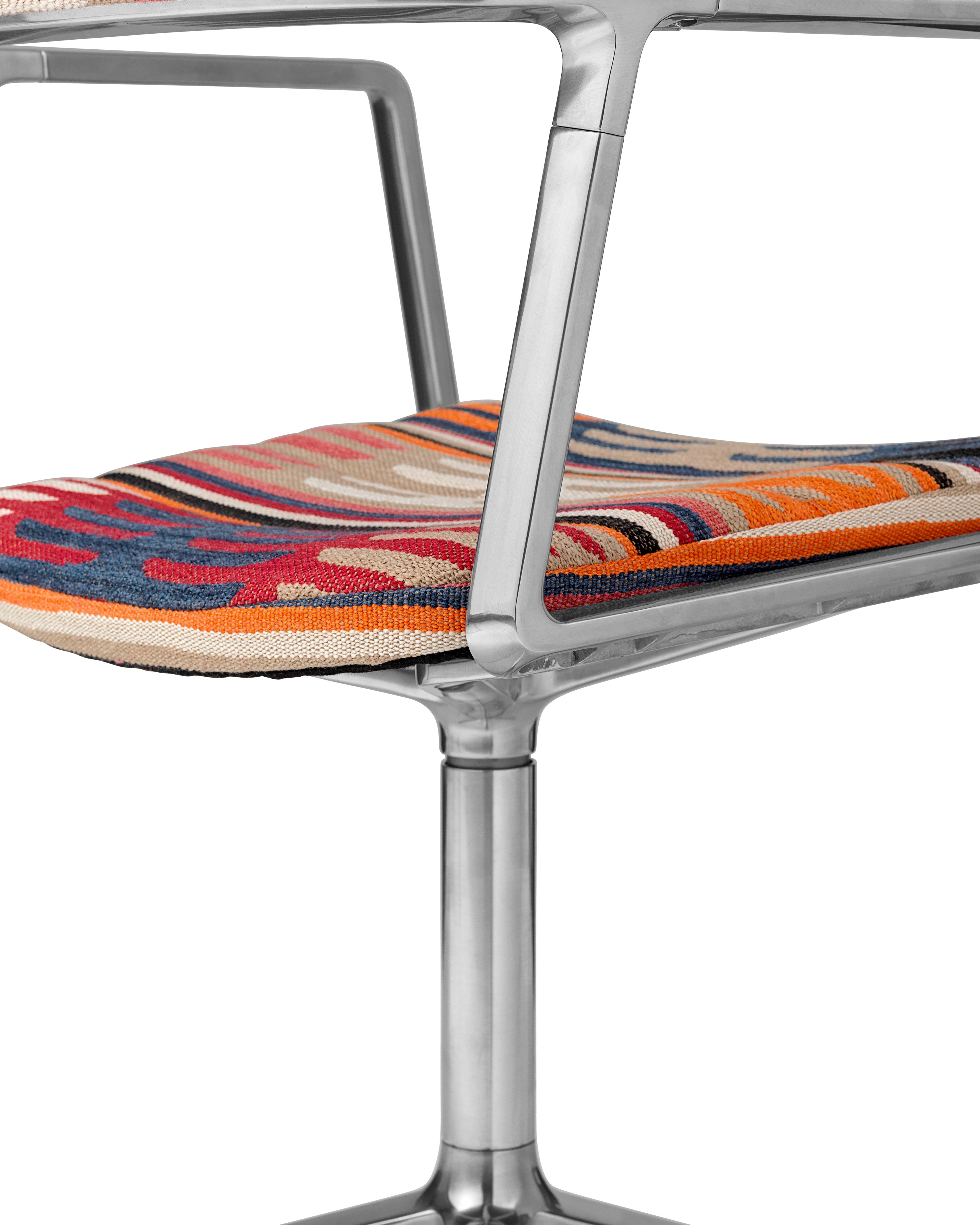 Bureau stoel 452 - TODOS SANTOS in blauw en oranje met metalen basis