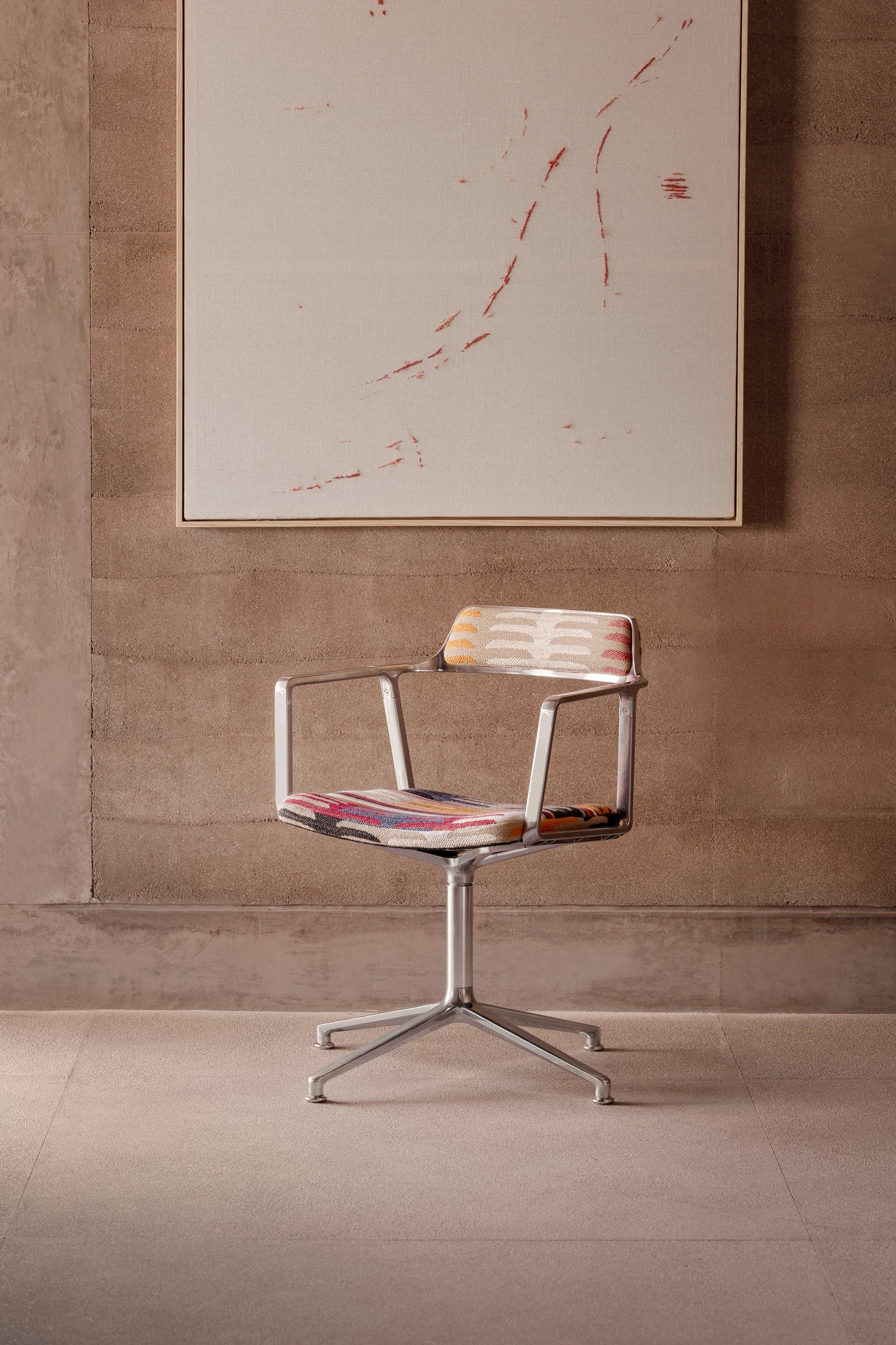 Bureau stoel 452 - TODOS SANTOS in blauw en oranje met metalen basis