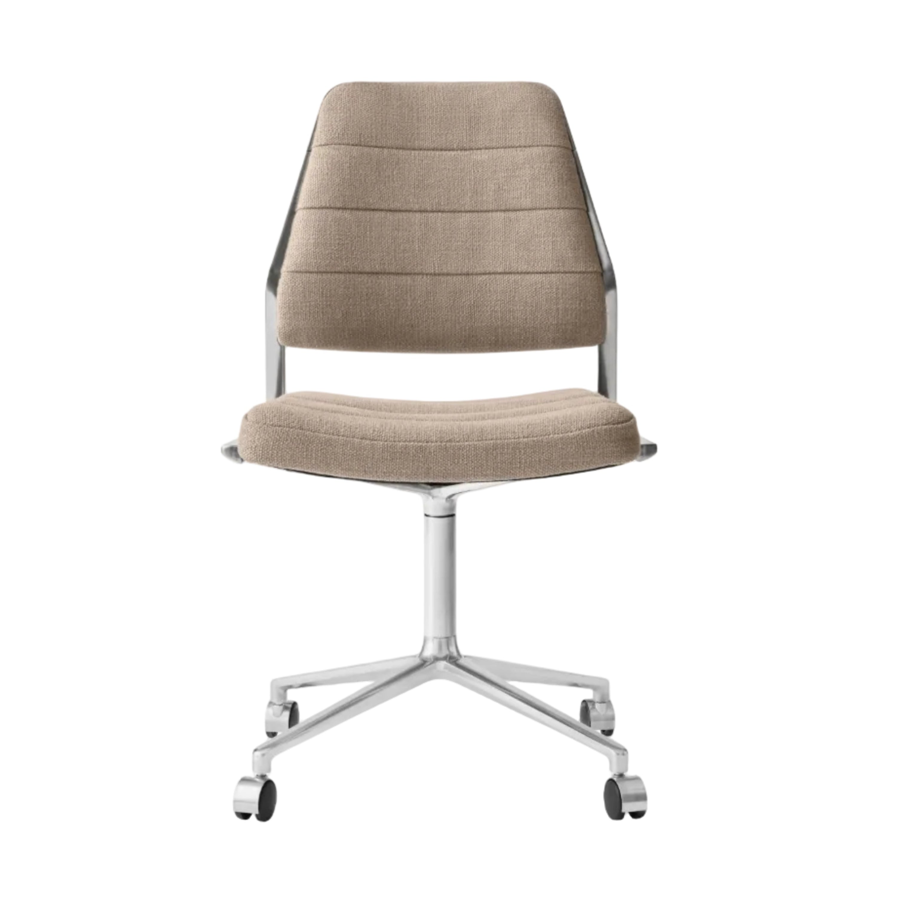 Bureau stoel 454 in zandkleurige stof met metalen basis