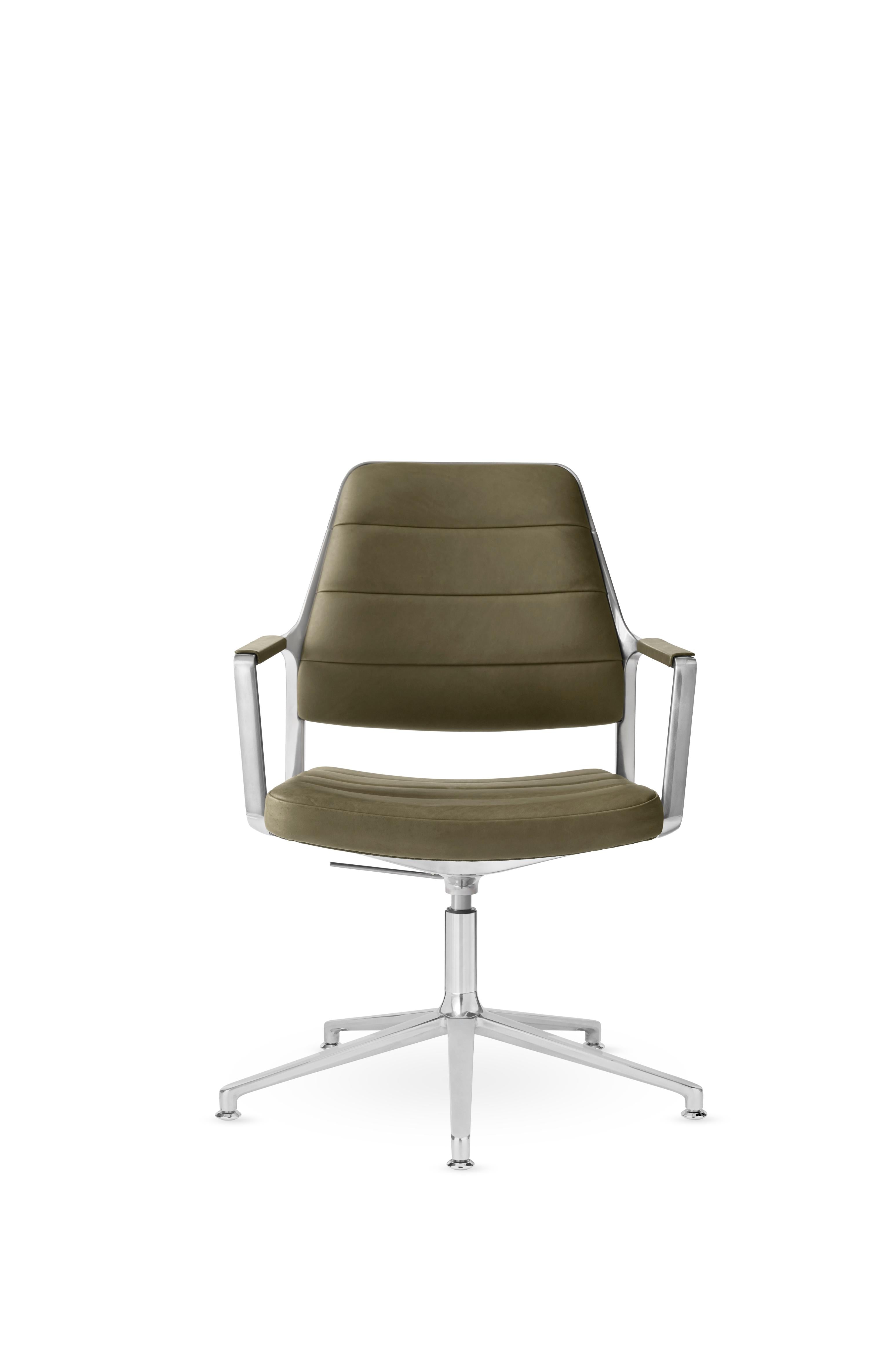 Bureau stoel 455+ groene leer met metalen basis
