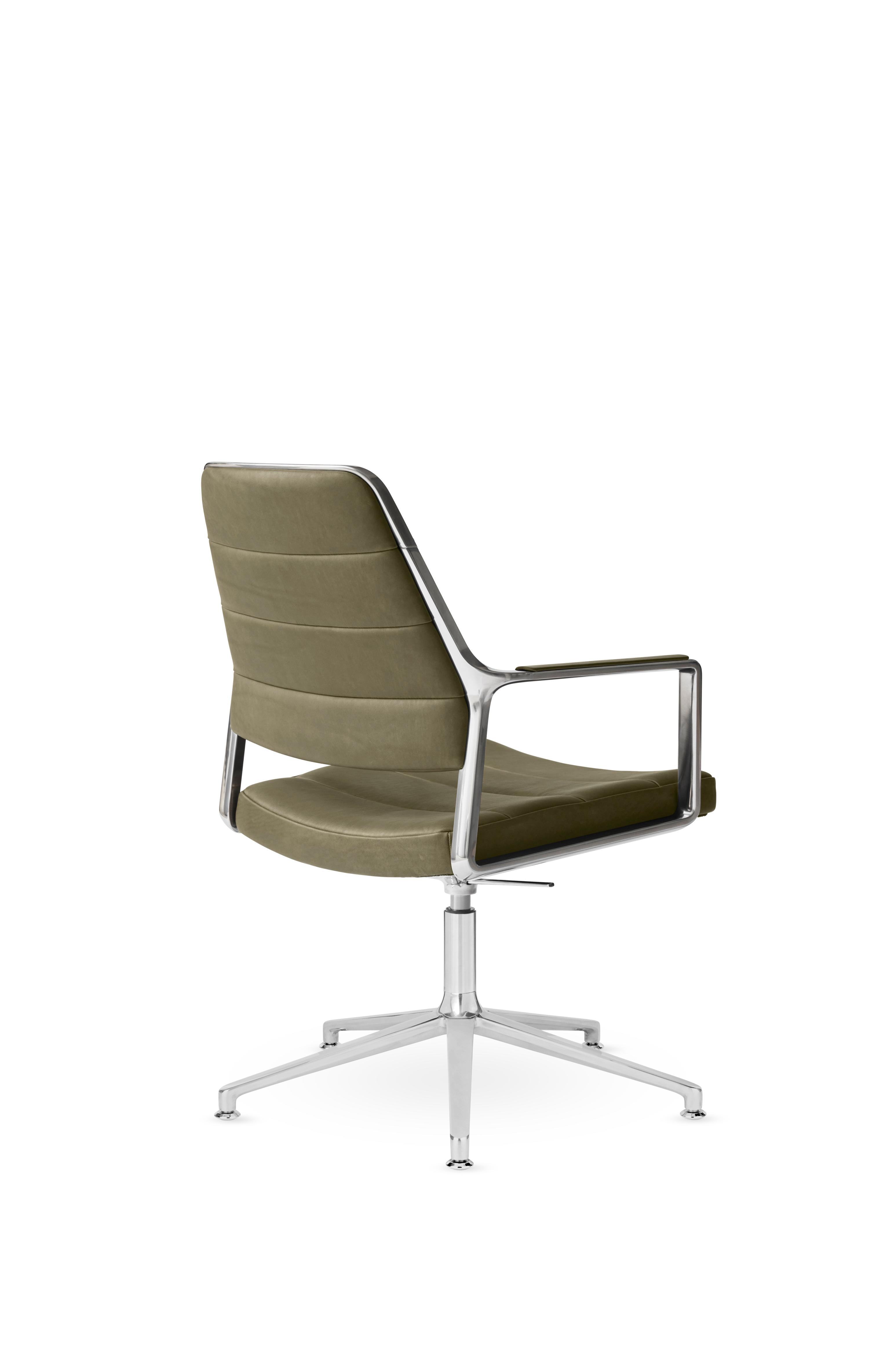Bureau stoel 455+ groene leer met metalen basis