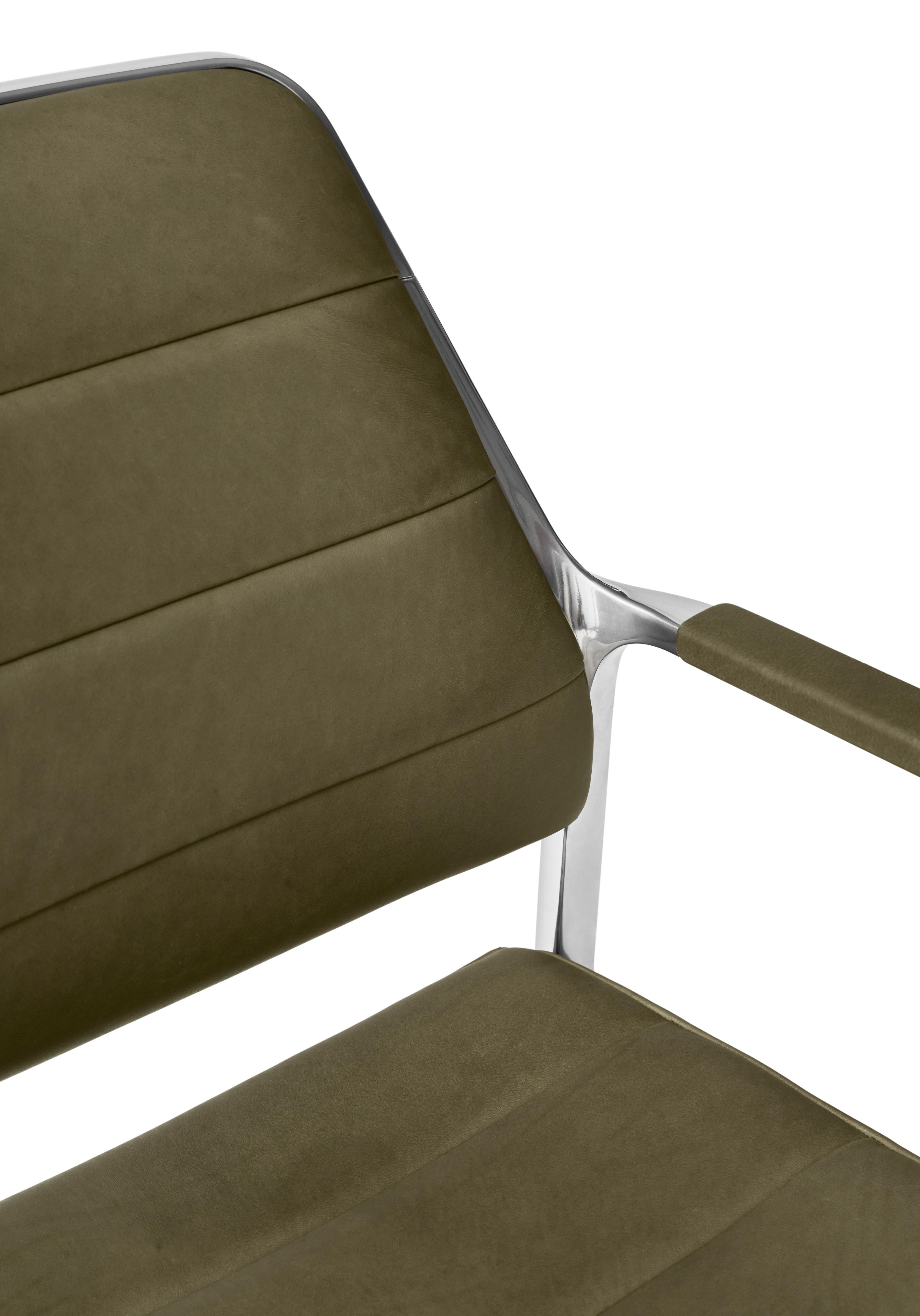 Bureau stoel 455+ groene leer met metalen basis