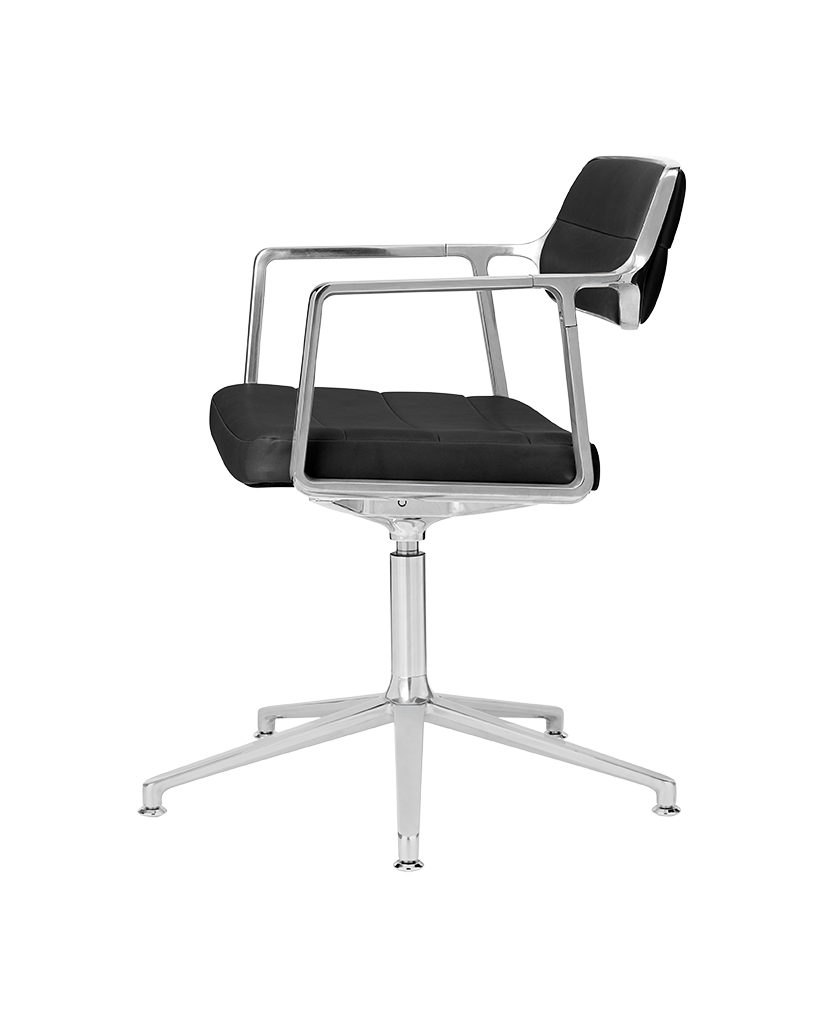 Bureau stoel 453+ zwarte leer met metalen basis