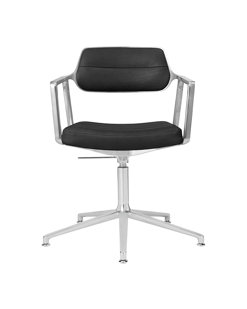 Bureau stoel 453+ zwarte leer met metalen basis