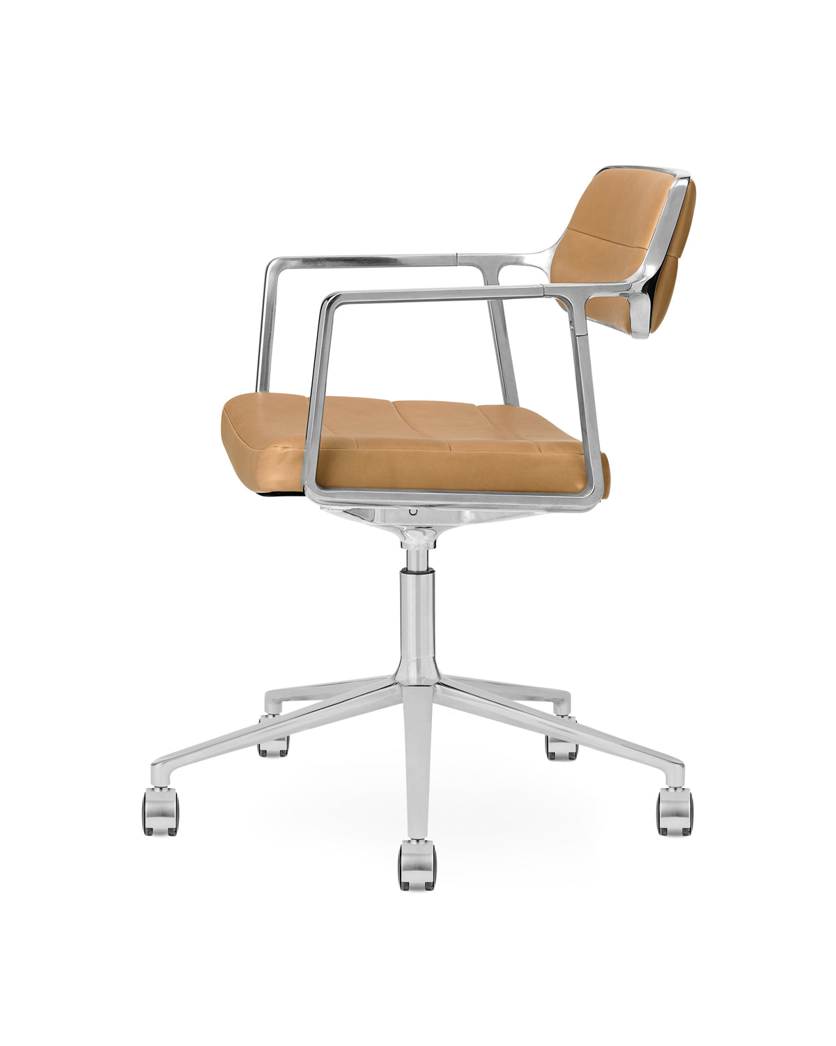 Bureau stoel 453+ karamel leer met metalen basis