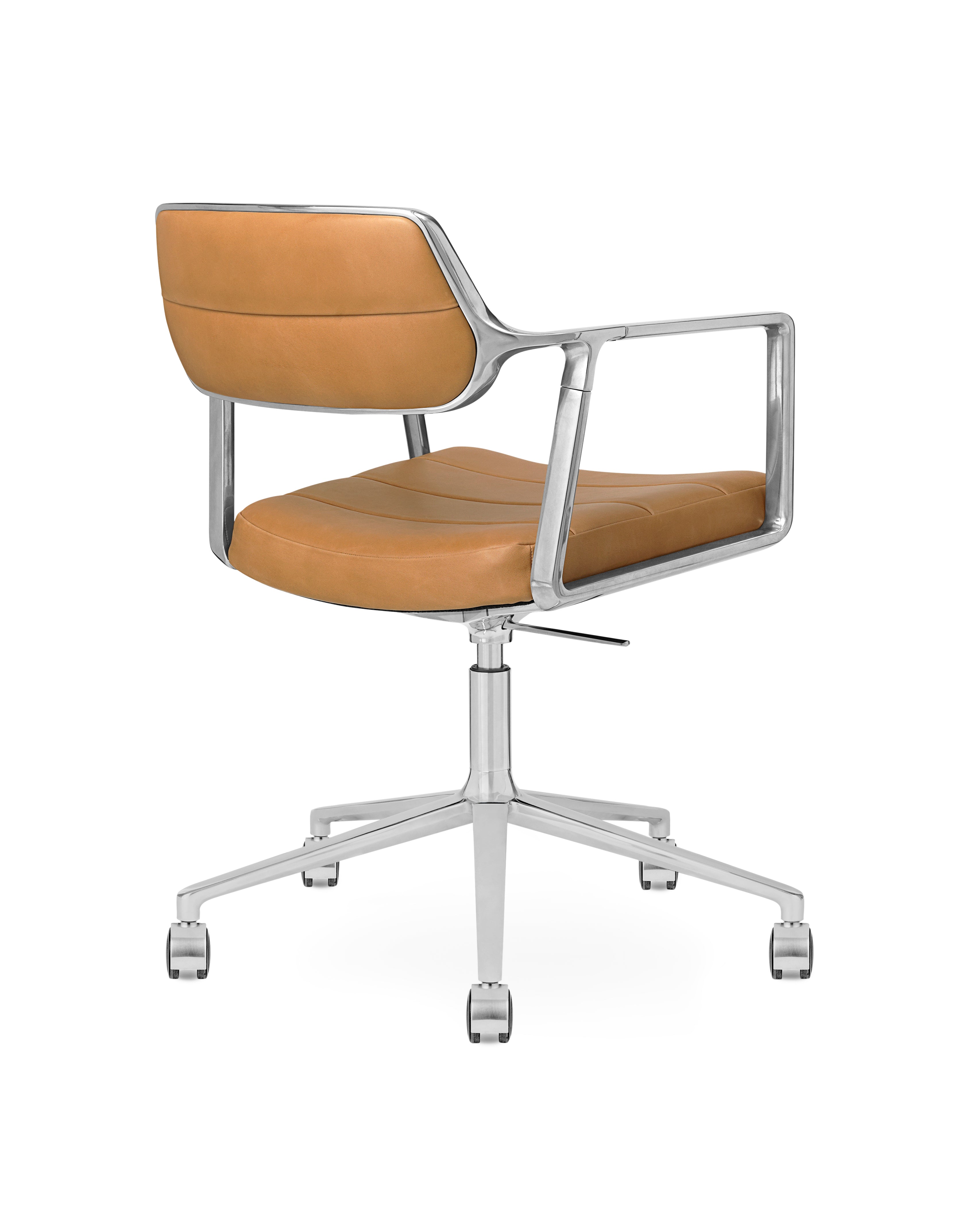 Bürostuhl 453+ karamellfarbene Leder mit Metallbasis