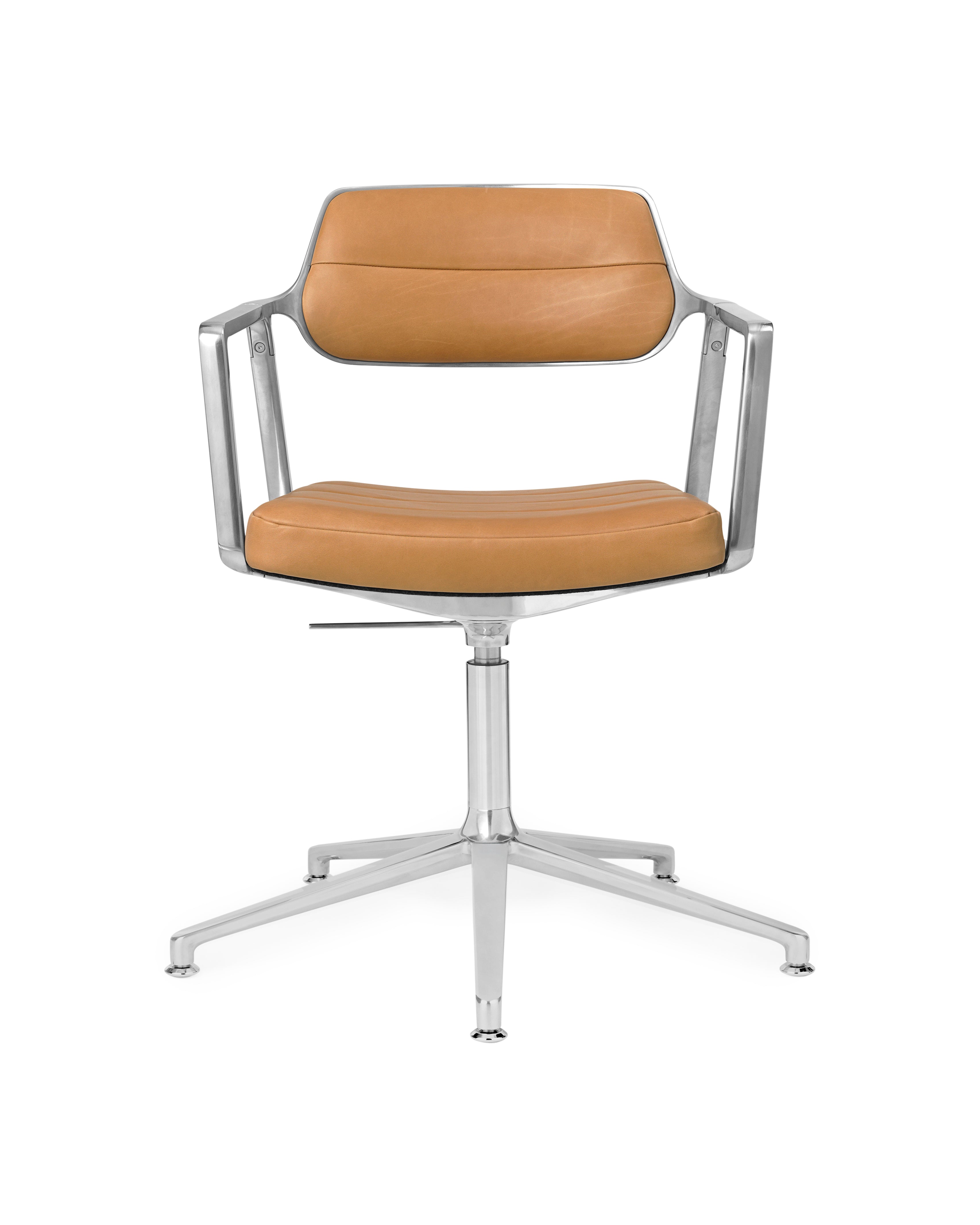 Bürostuhl 453+ karamellfarbene Leder mit Metallbasis
