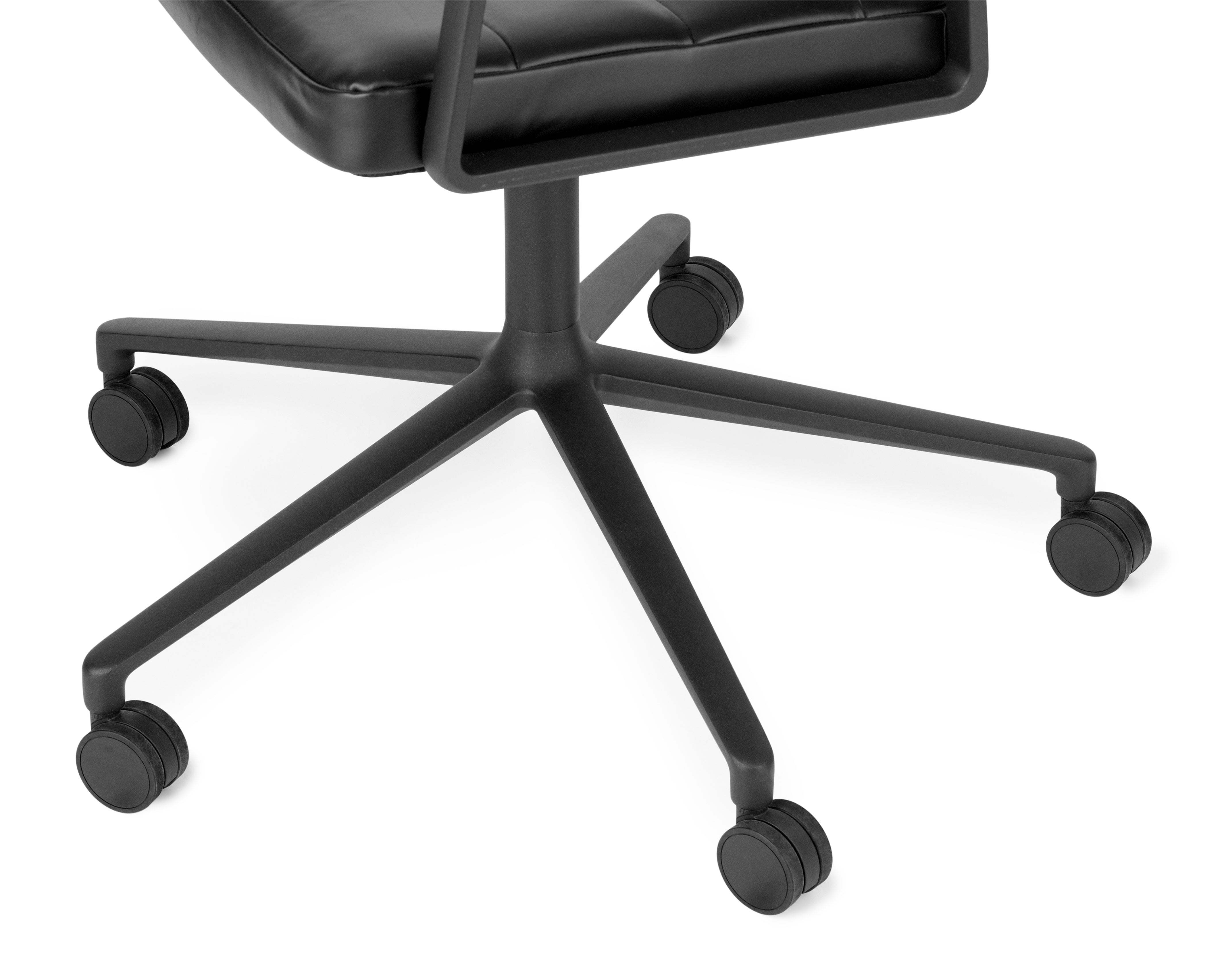 Bureau stoel 453+ zwart leer met zwarte metalen basis