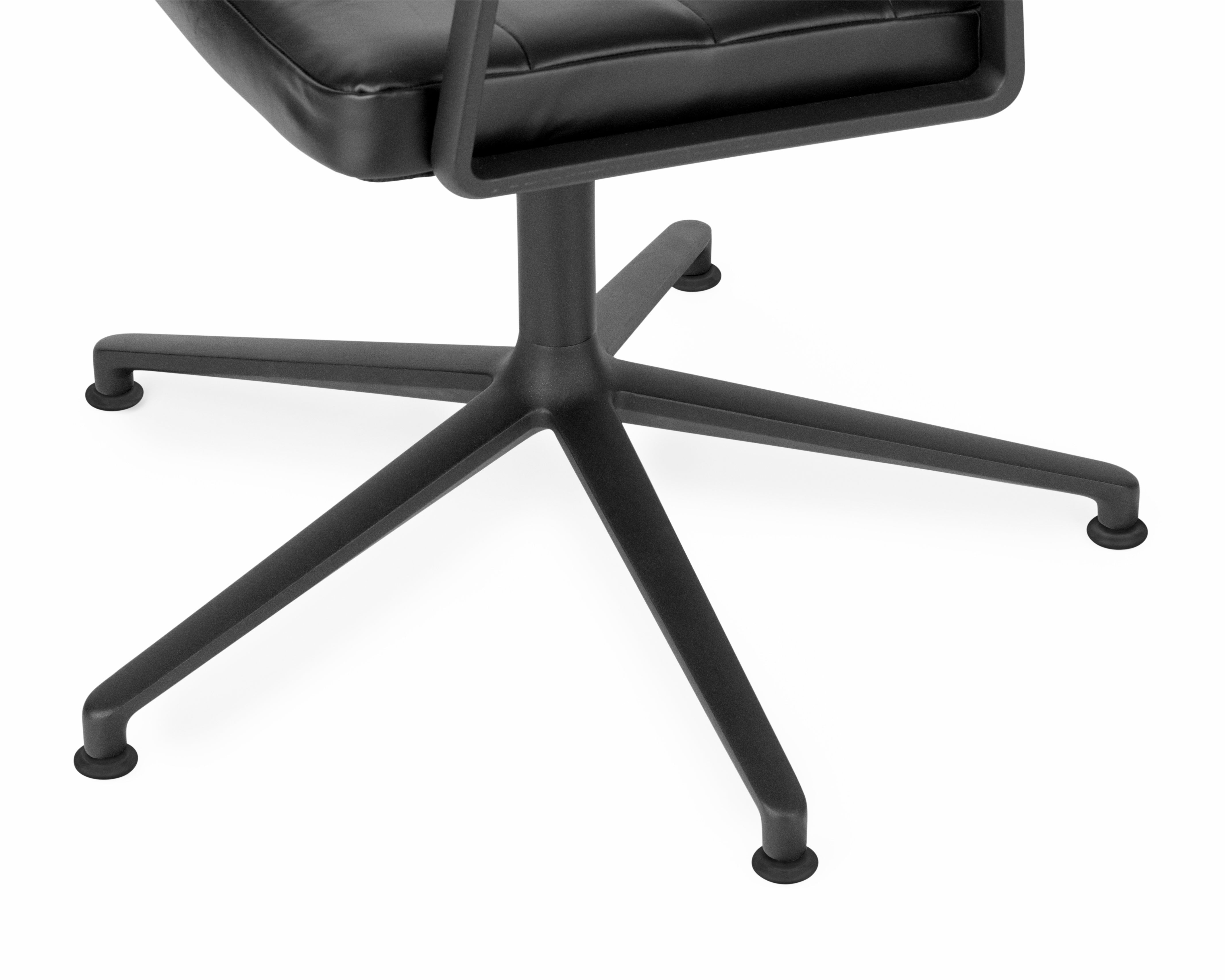 Bureau stoel 453+ zwart leer met zwarte metalen basis