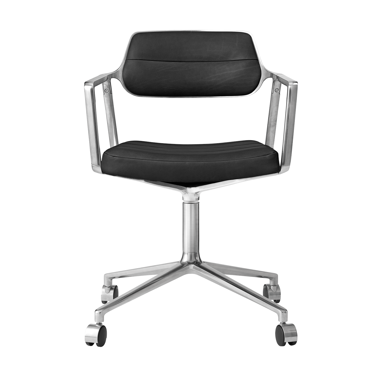 Bureau stoel 453 zwarte leer met metalen basis