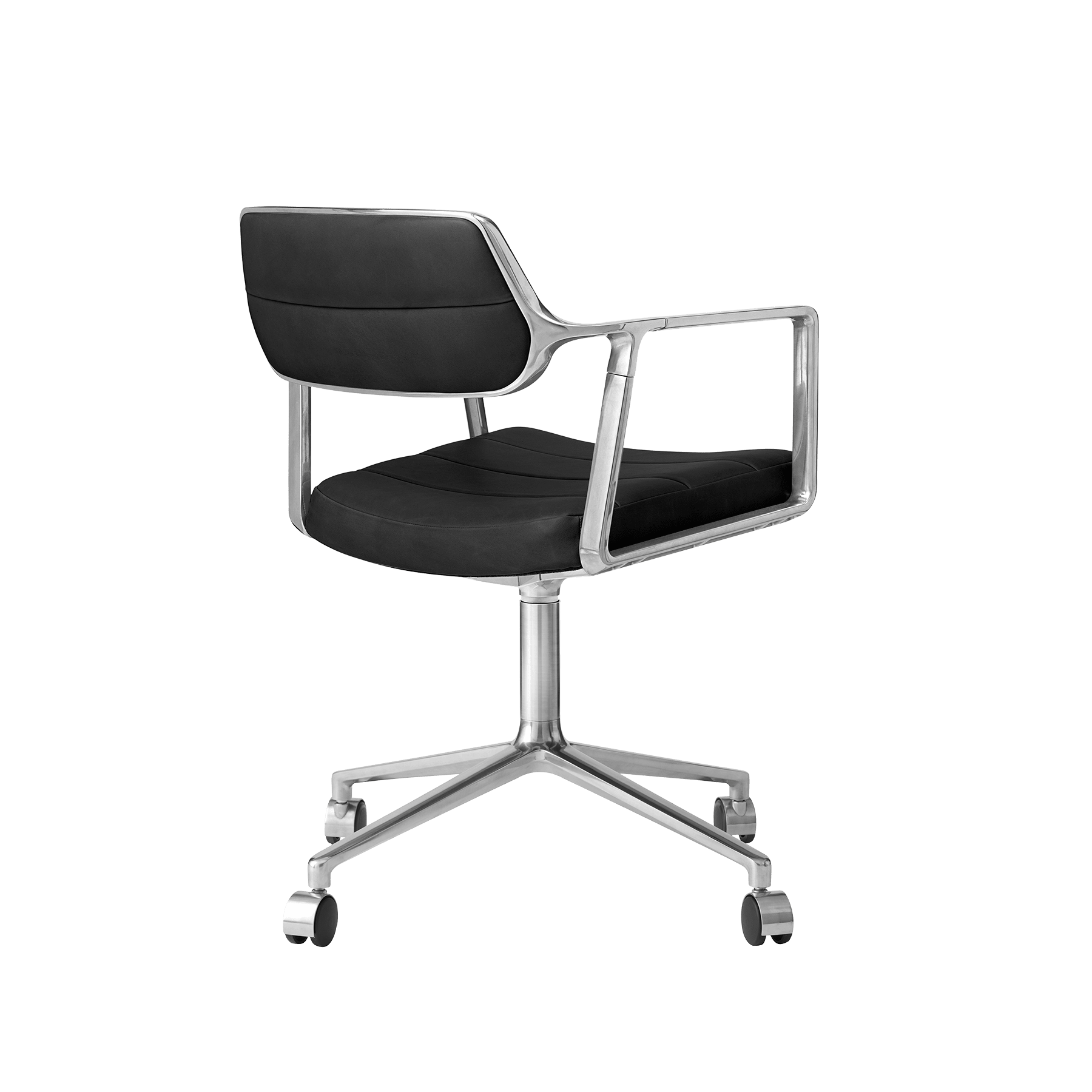 Bureau stoel 453 zwarte leer met metalen basis