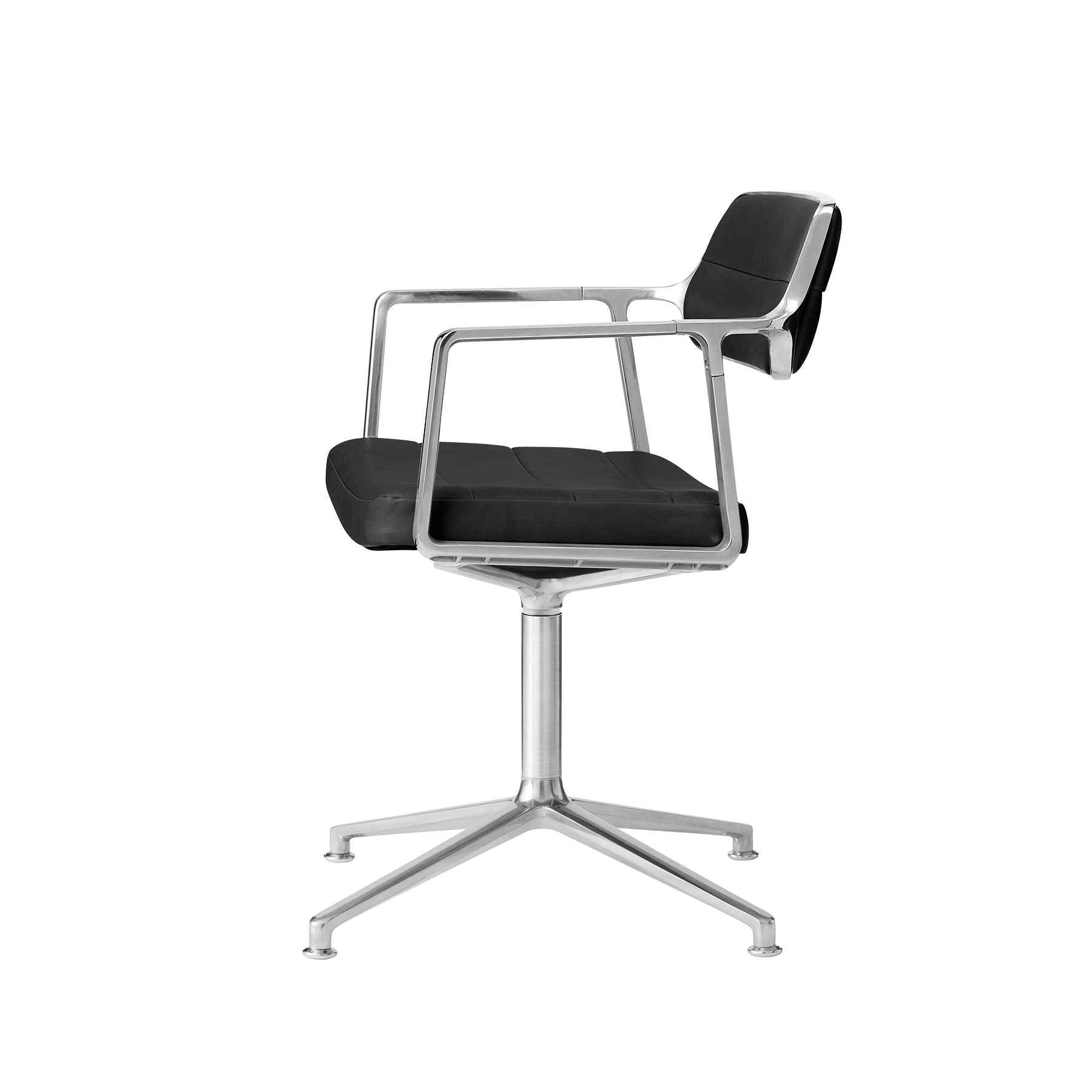 Bureau stoel 453 zwarte leer met metalen basis