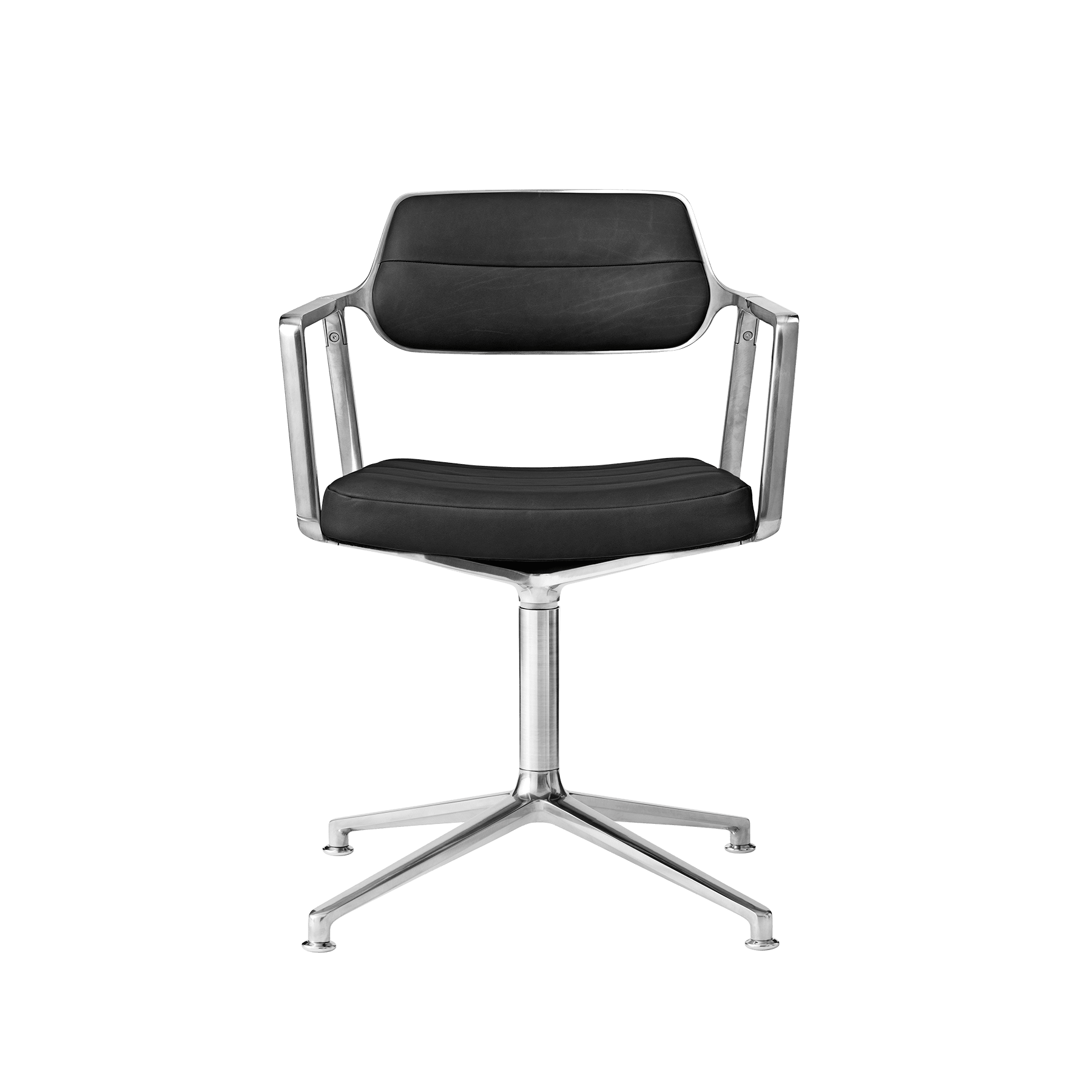 Bureau stoel 453 zwarte leer met metalen basis
