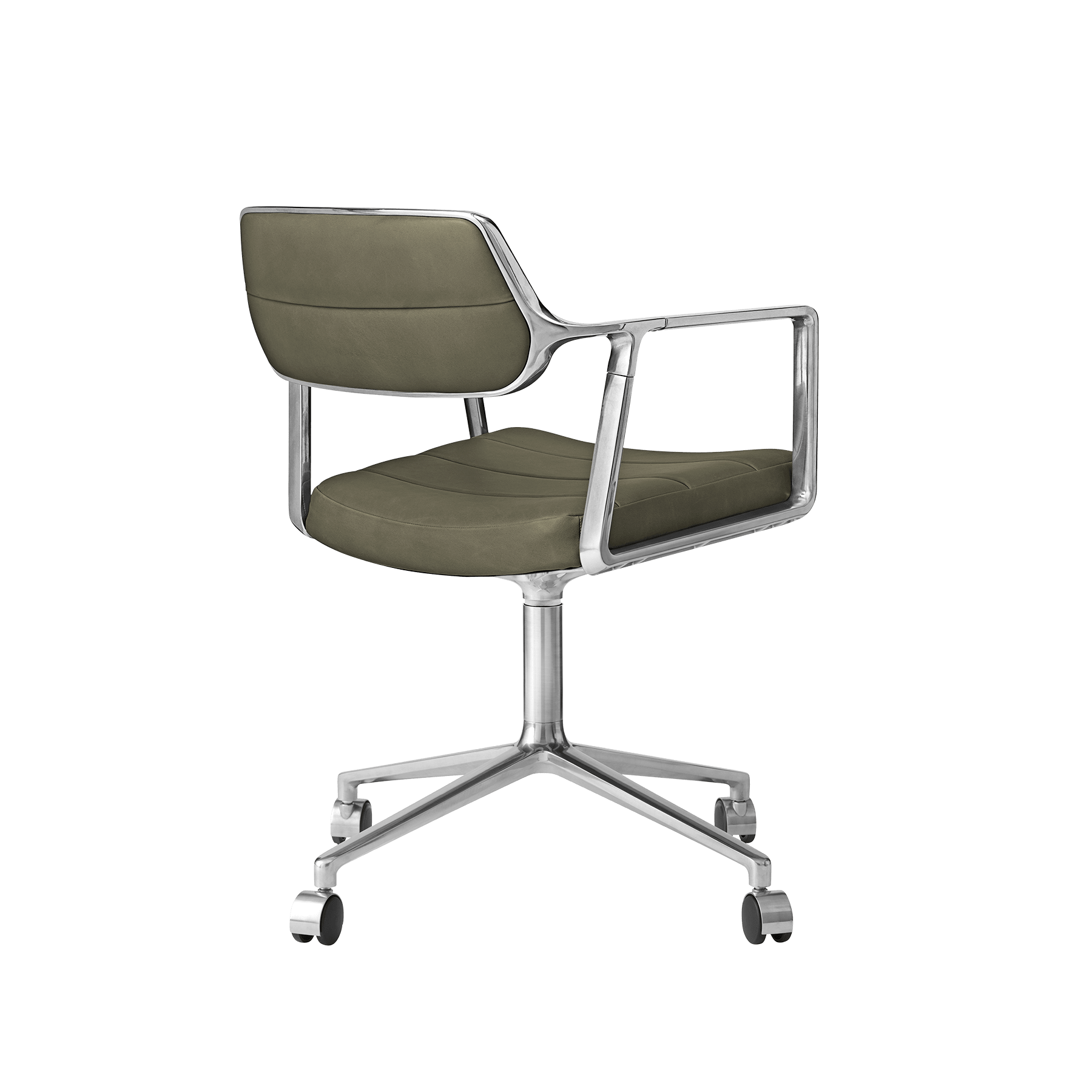 Office chair 453 green leather with metal base