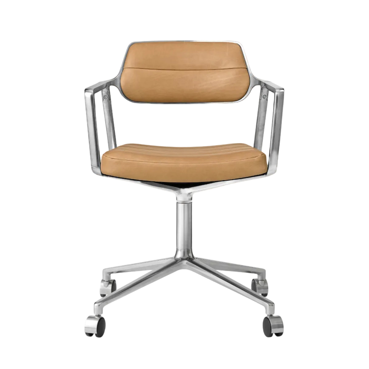 Bureau stoel 453 karamel leer met metalen basis