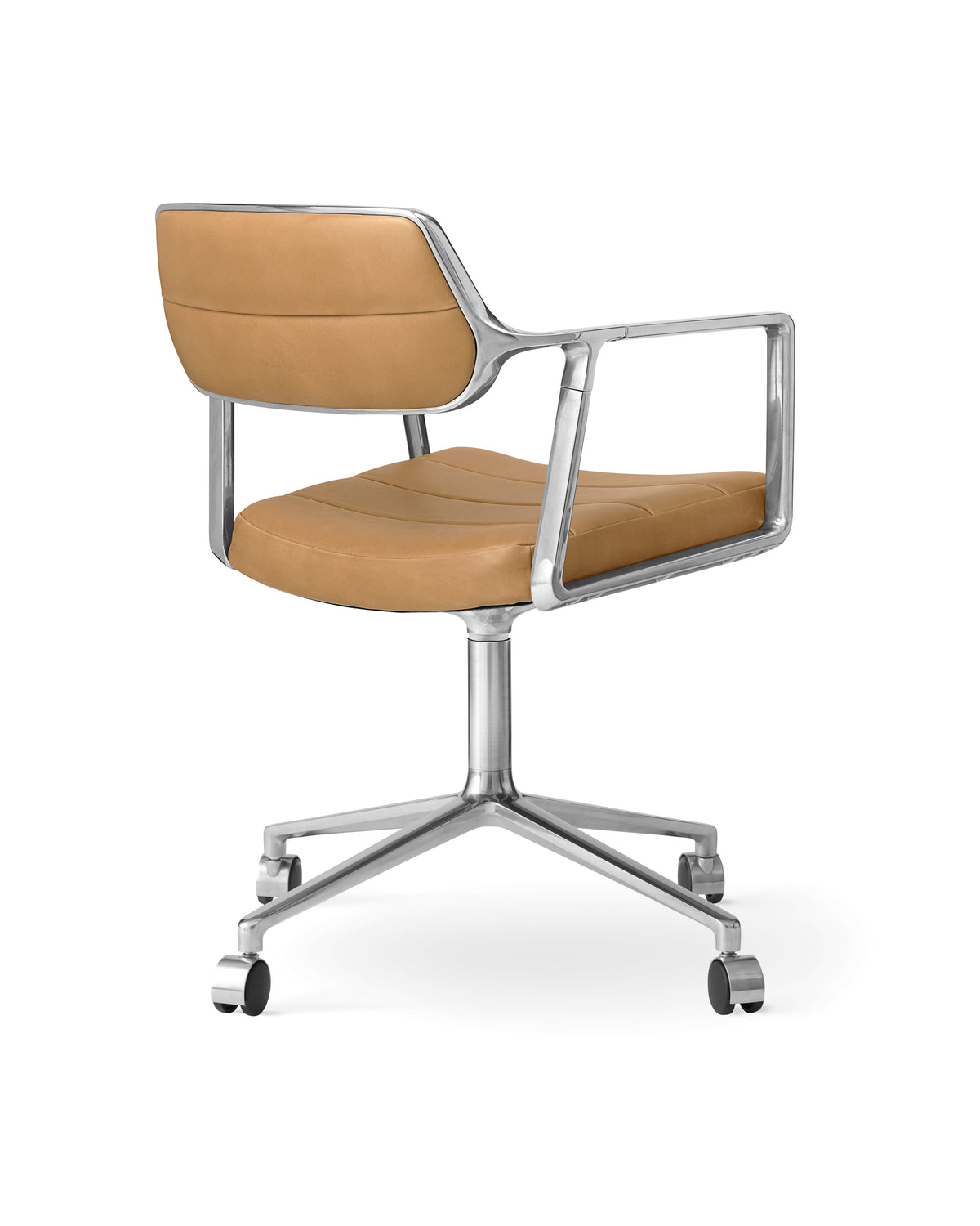 Bureau stoel 453 karamel leer met metalen basis