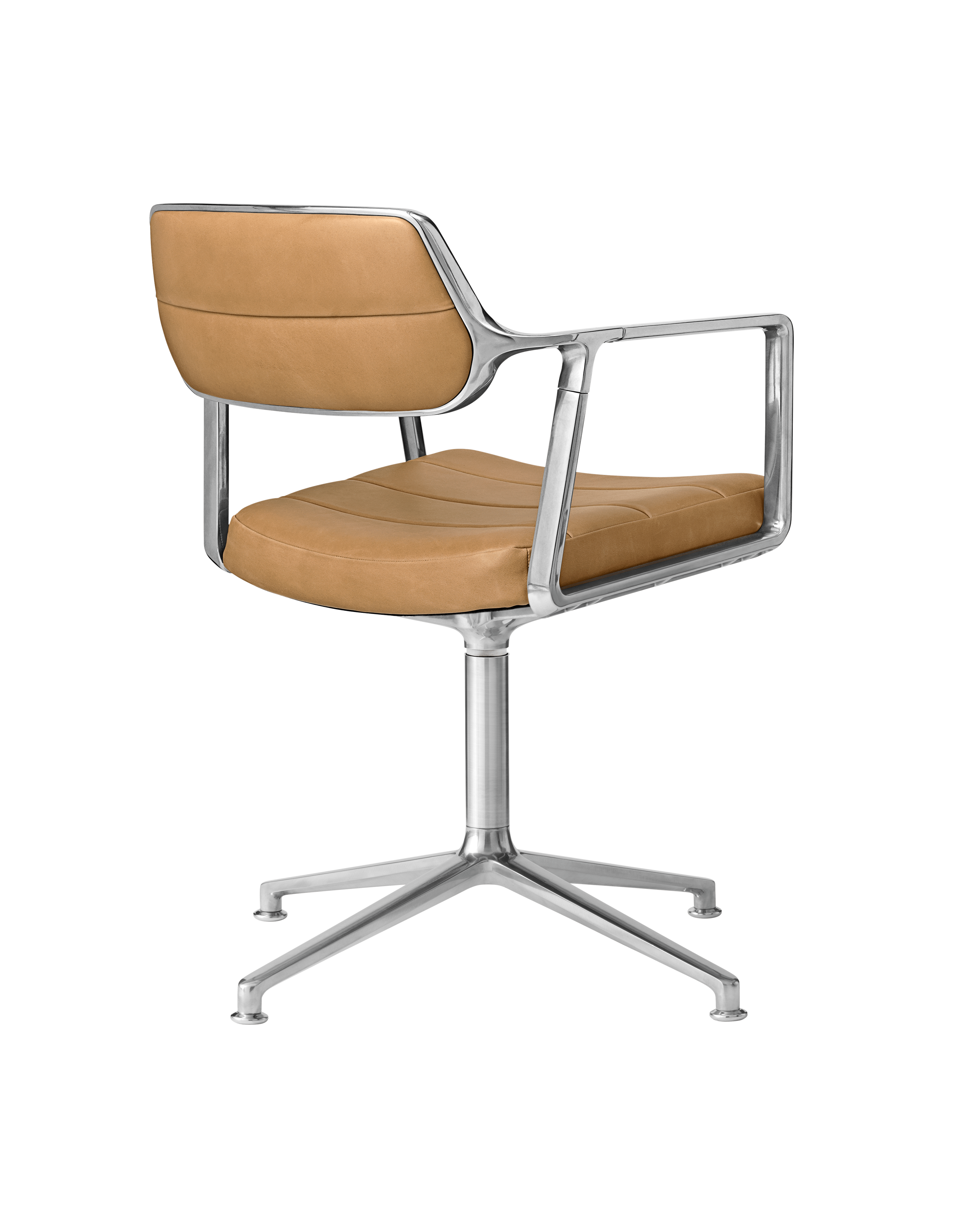 Bureau stoel 453 karamel leer met metalen basis