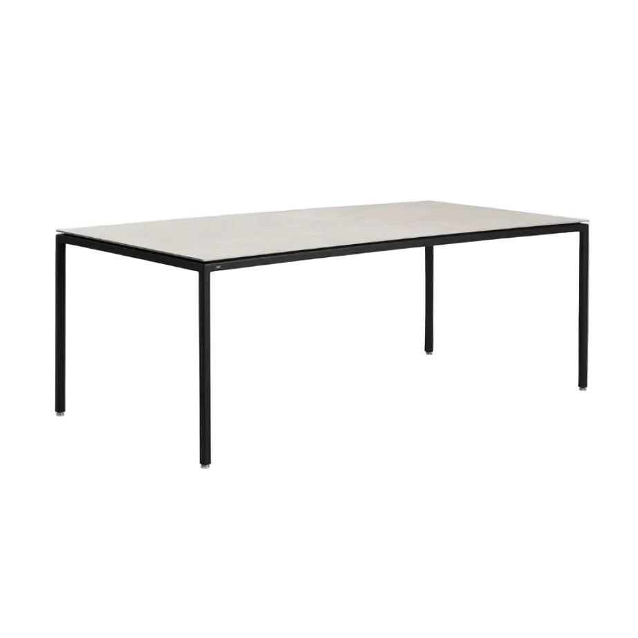 Tafel 971 grijs keramisch blad met donkere stalen basis