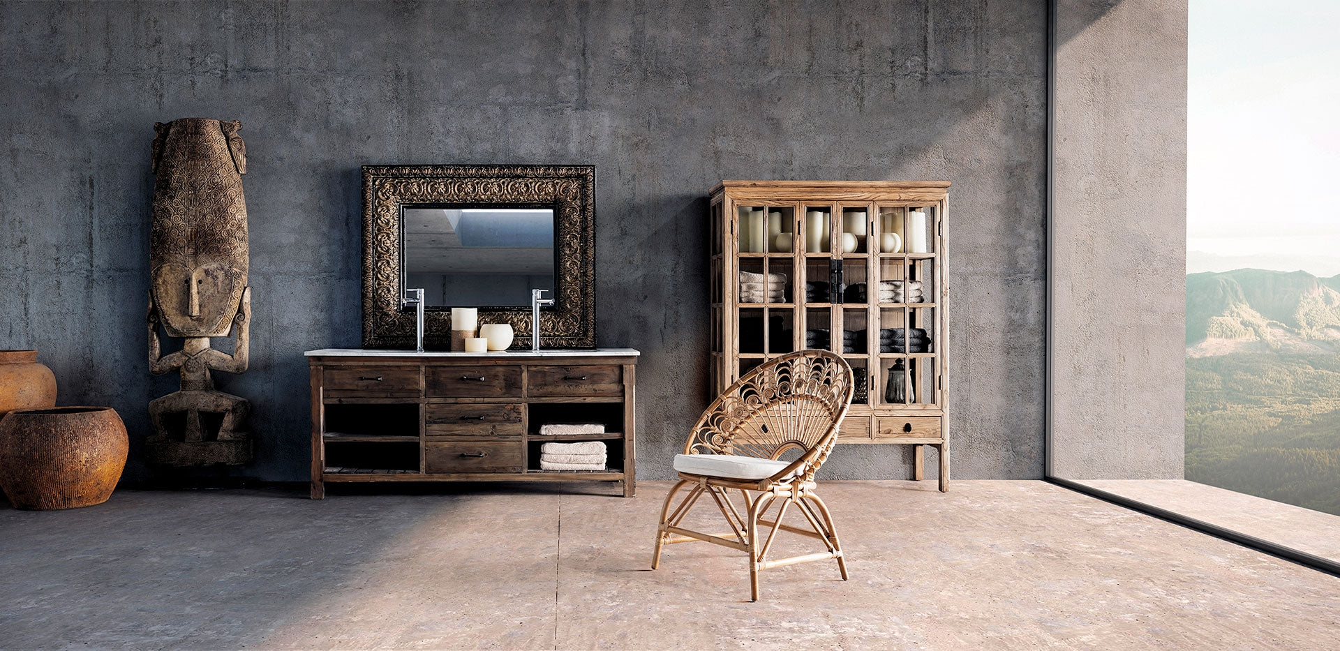 TARTU Display Cabinet in Elm Wood
