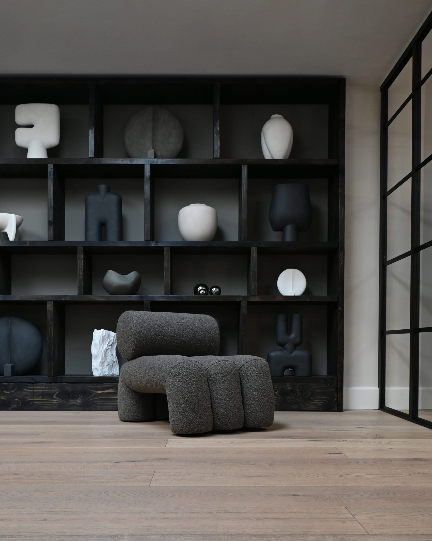 FOKU Sessel graubraun Bouclé