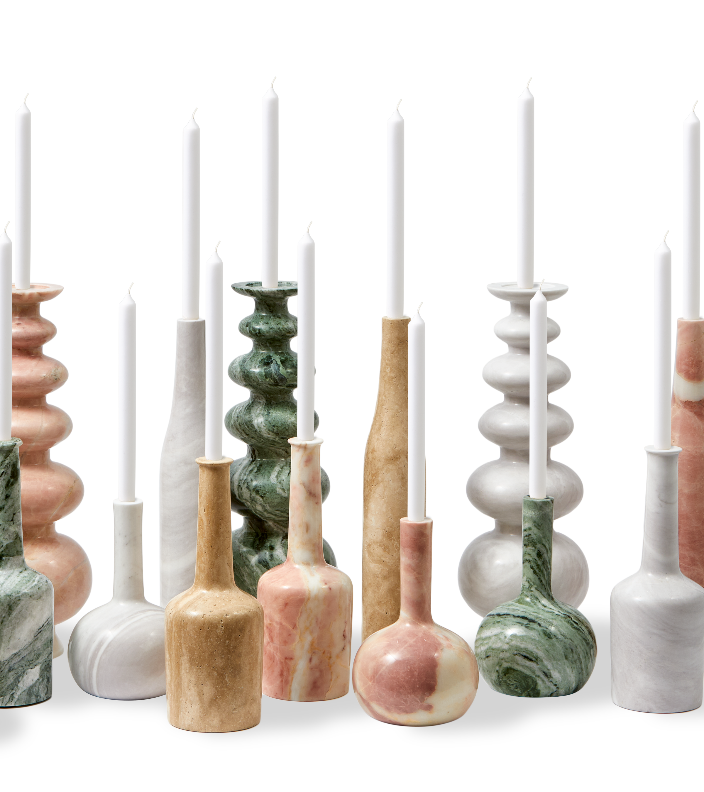 HERITAGE BELL candle holder in light pink marble