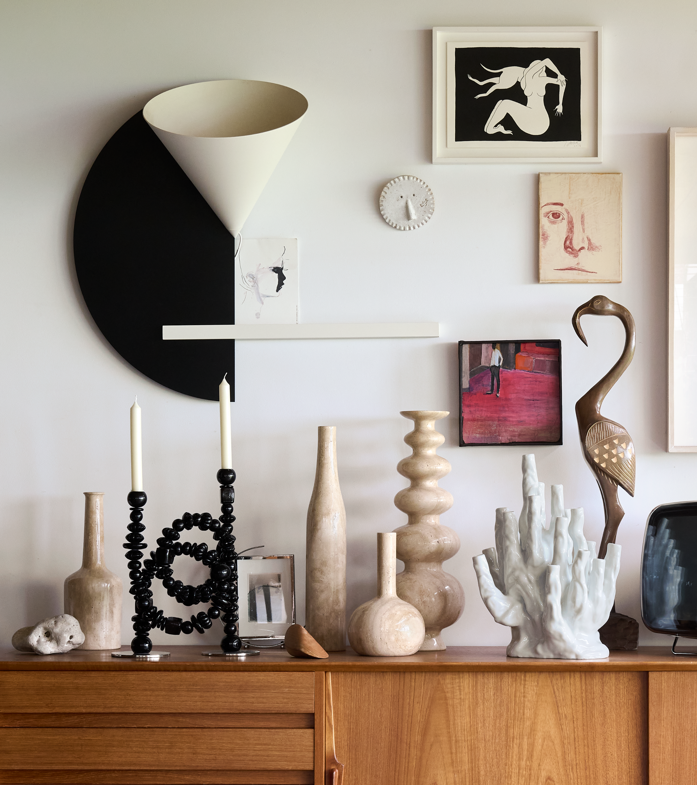 Kaarsenhouder HERITAGE BELL beige travertin