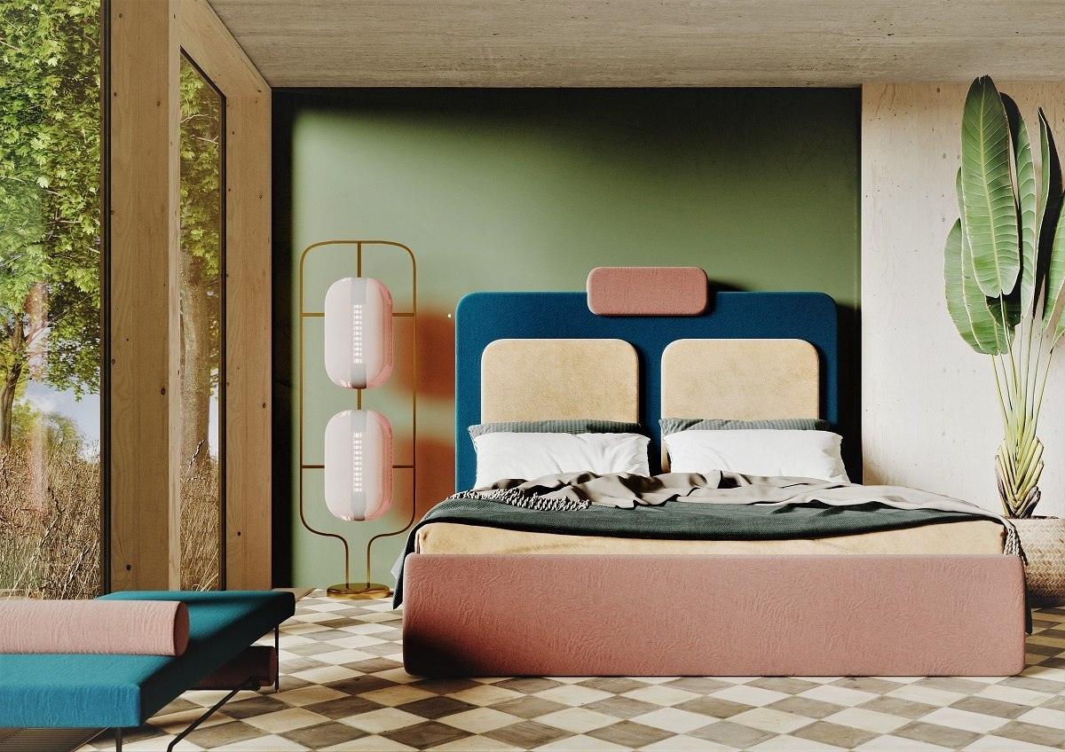 Wezgłowie PLUM 7 różowy z niebieskim Happy Barok Eye on Design