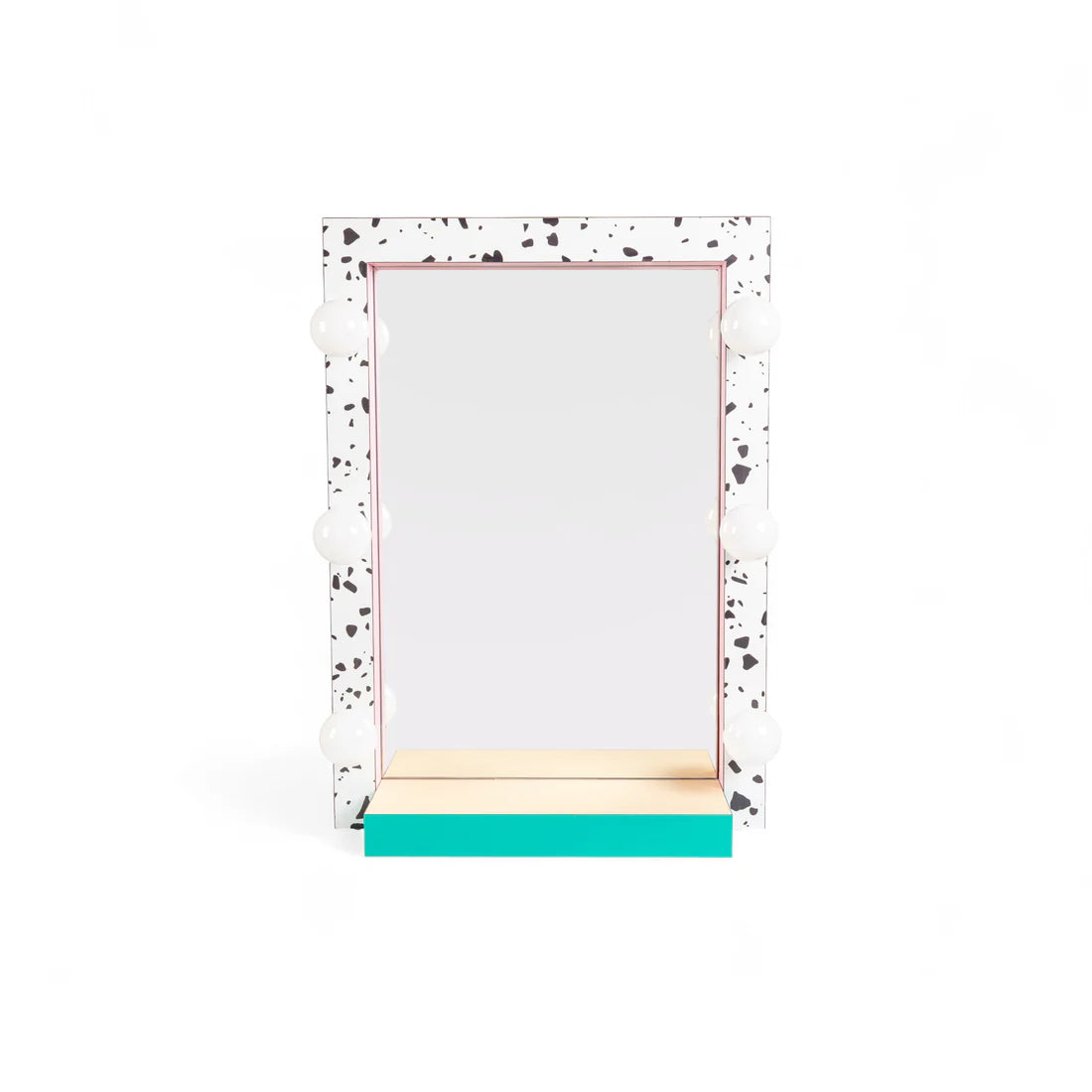 SUPERMIRROR TERRAZZO white with pink and turquoise