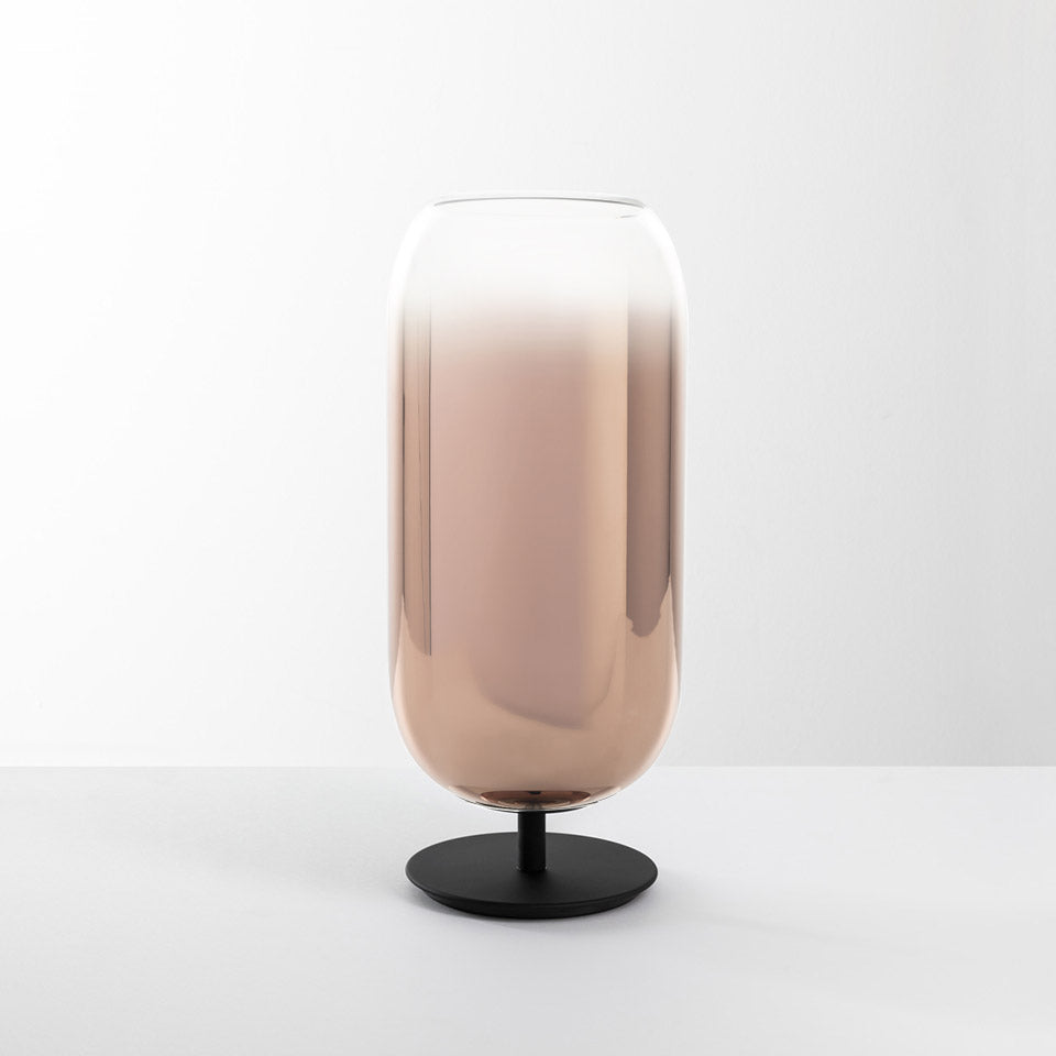 GOPLE table lamp in copper with a black base