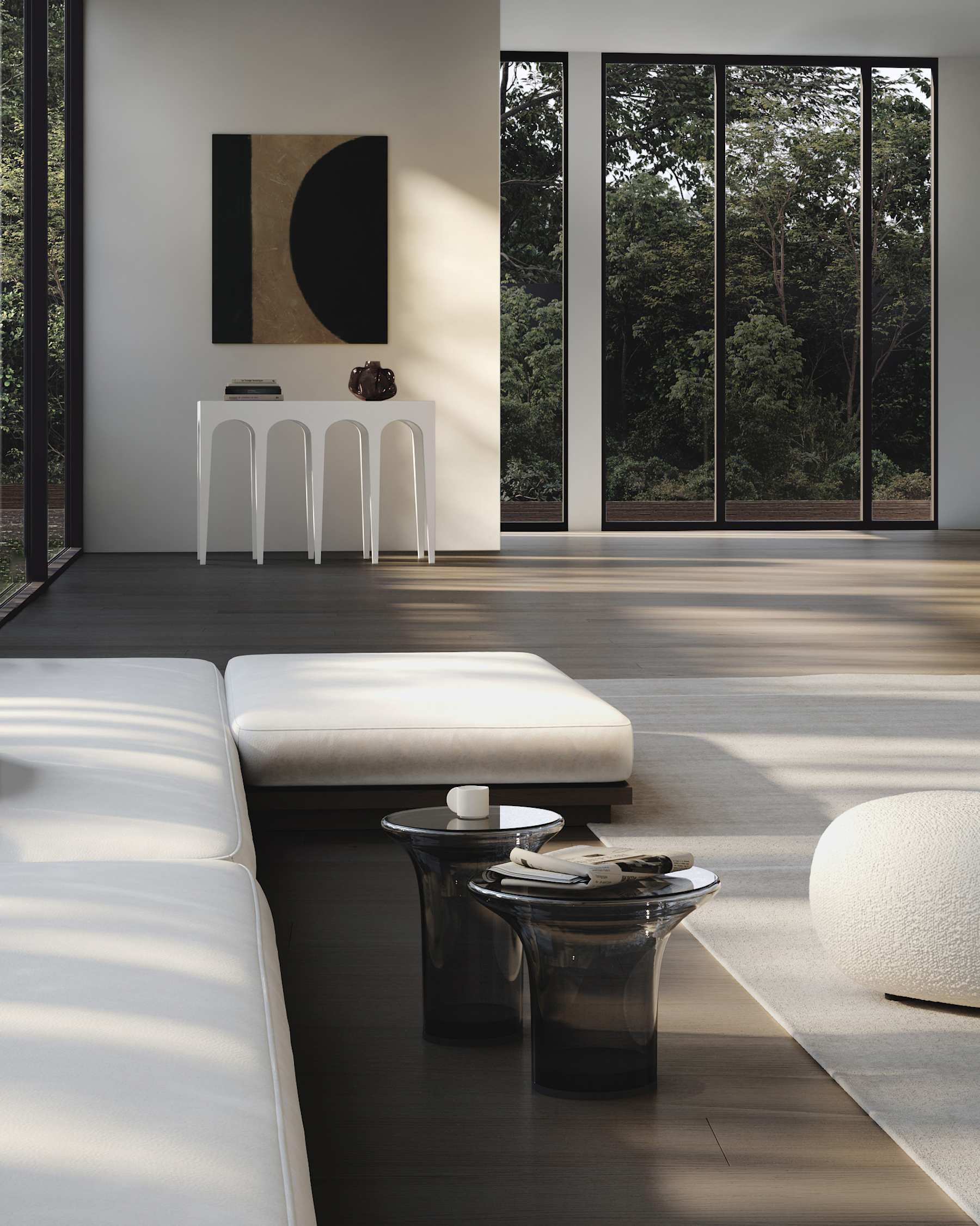 TRUMPET Couchtisch Rauchglas