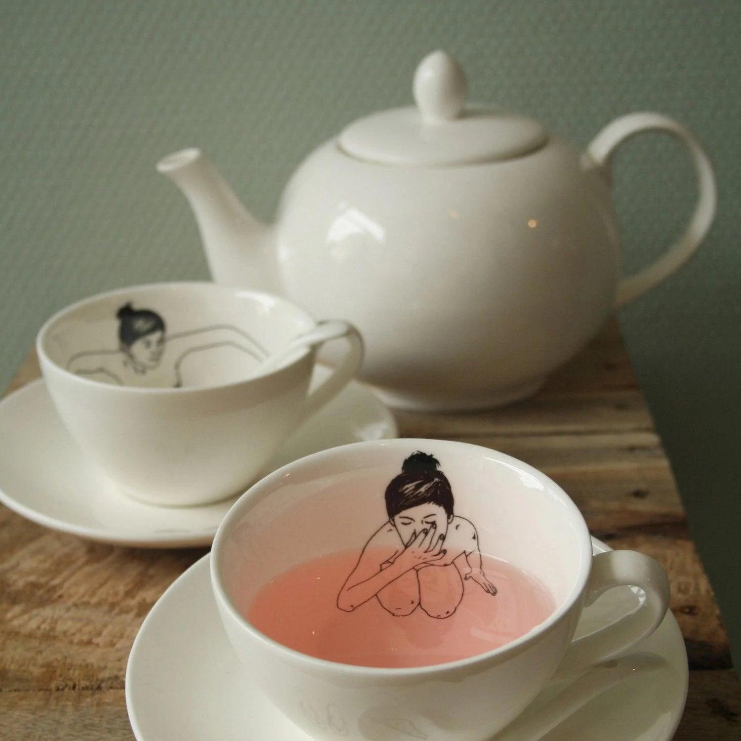 Zestaw filiżanek UNDRESSED biała porcelana Pols Potten Eye on Design