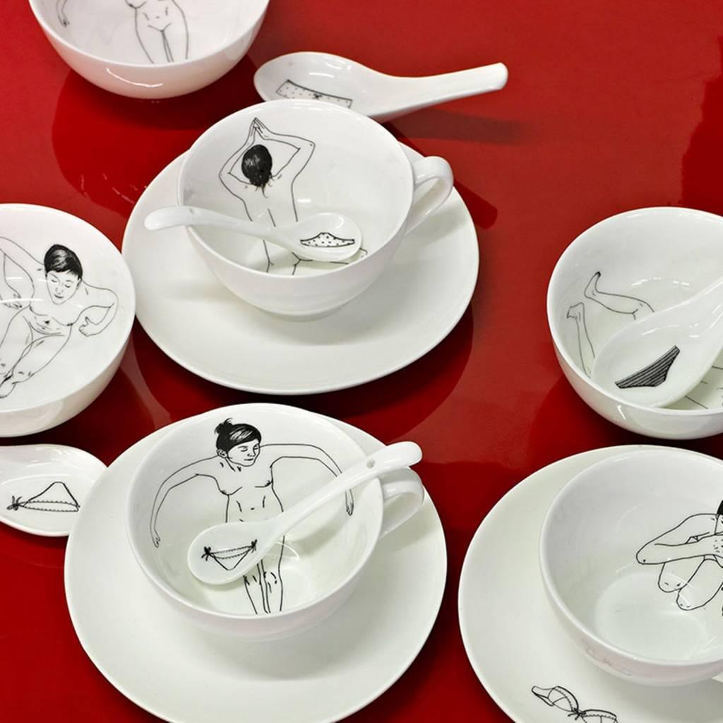 Zestaw filiżanek UNDRESSED biała porcelana Pols Potten Eye on Design