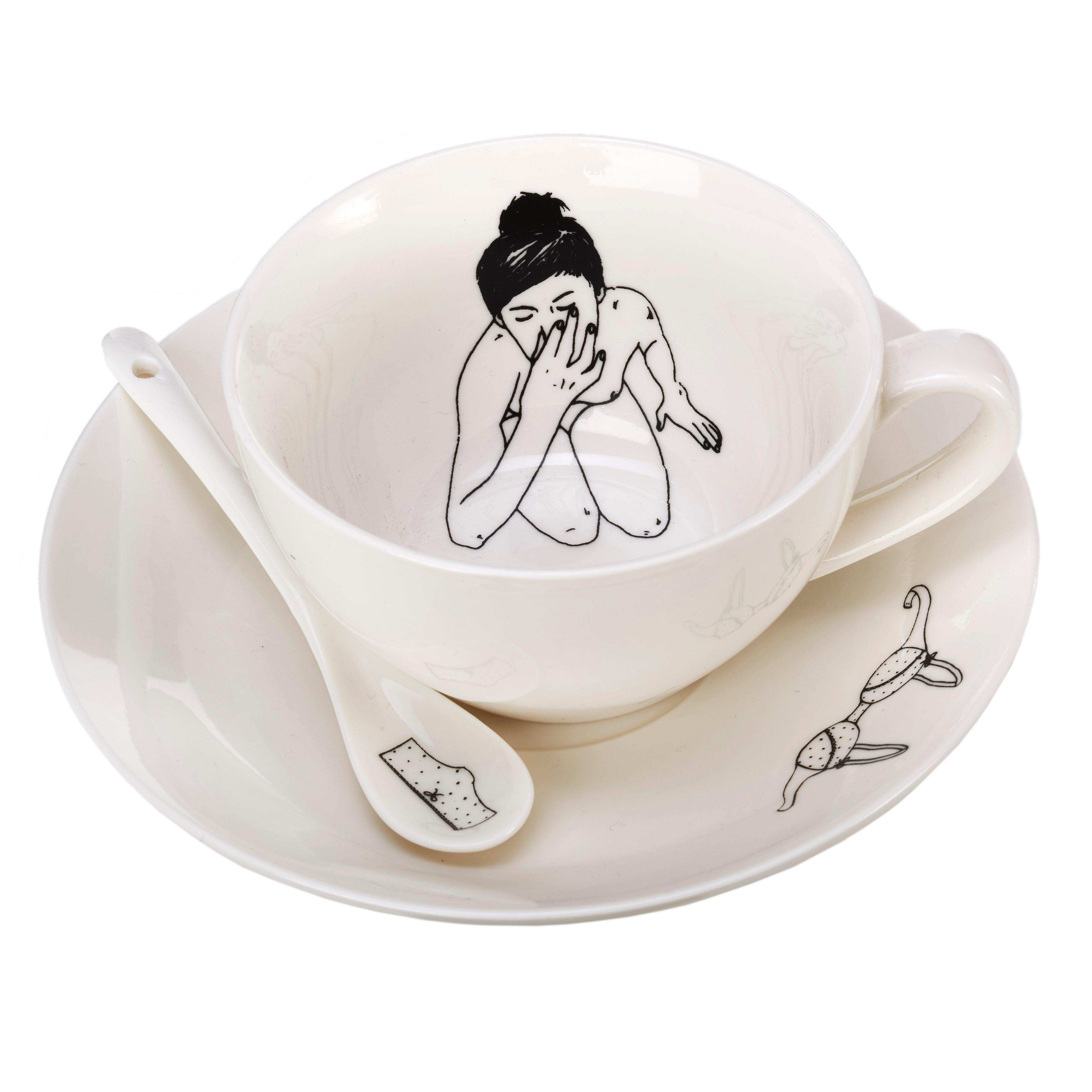 Zestaw filiżanek UNDRESSED biała porcelana Pols Potten Eye on Design