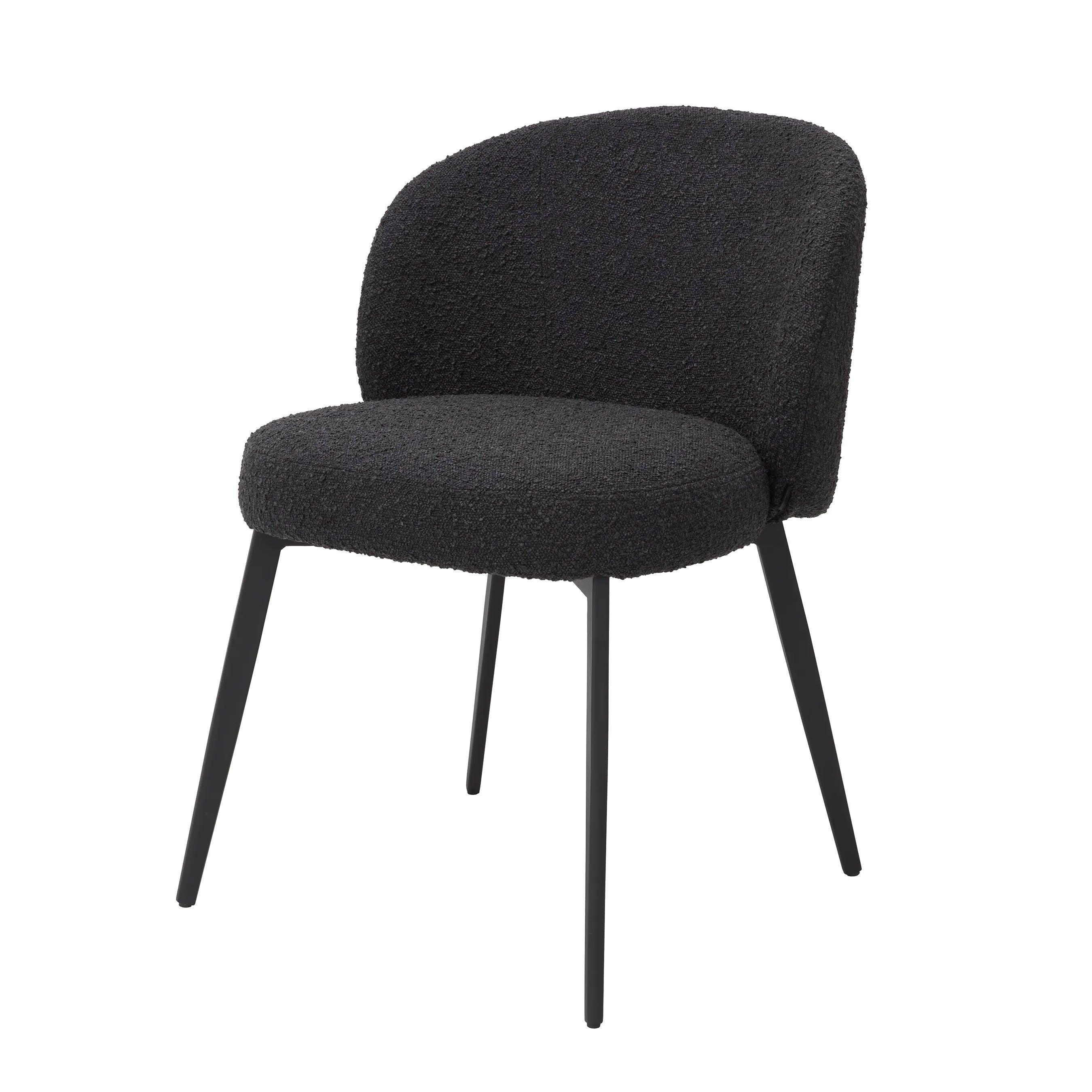 Zestaw krzeseł w tkaninie boucle LLOYD czarny – styl nowoczesny