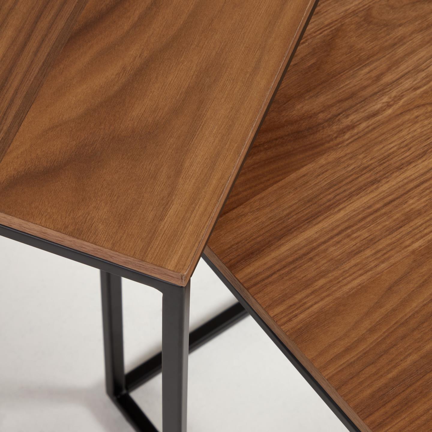 Zestaw kwadratowych stolików bocznych YOANA fornir orzechowy z czarną podstawą La Forma Eye on Design