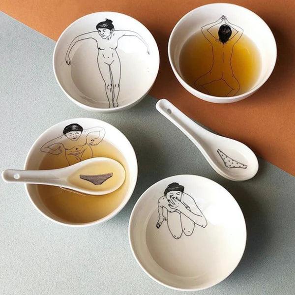 Zestaw misek UNDRESSED biała porcelana Pols Potten Eye on Design