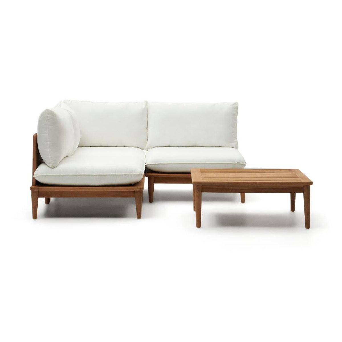 Zestaw ogrodowy z 3-osobowym narożnikiem modułowym PORTITXOL lite drewno tekowe La Forma Eye on Design