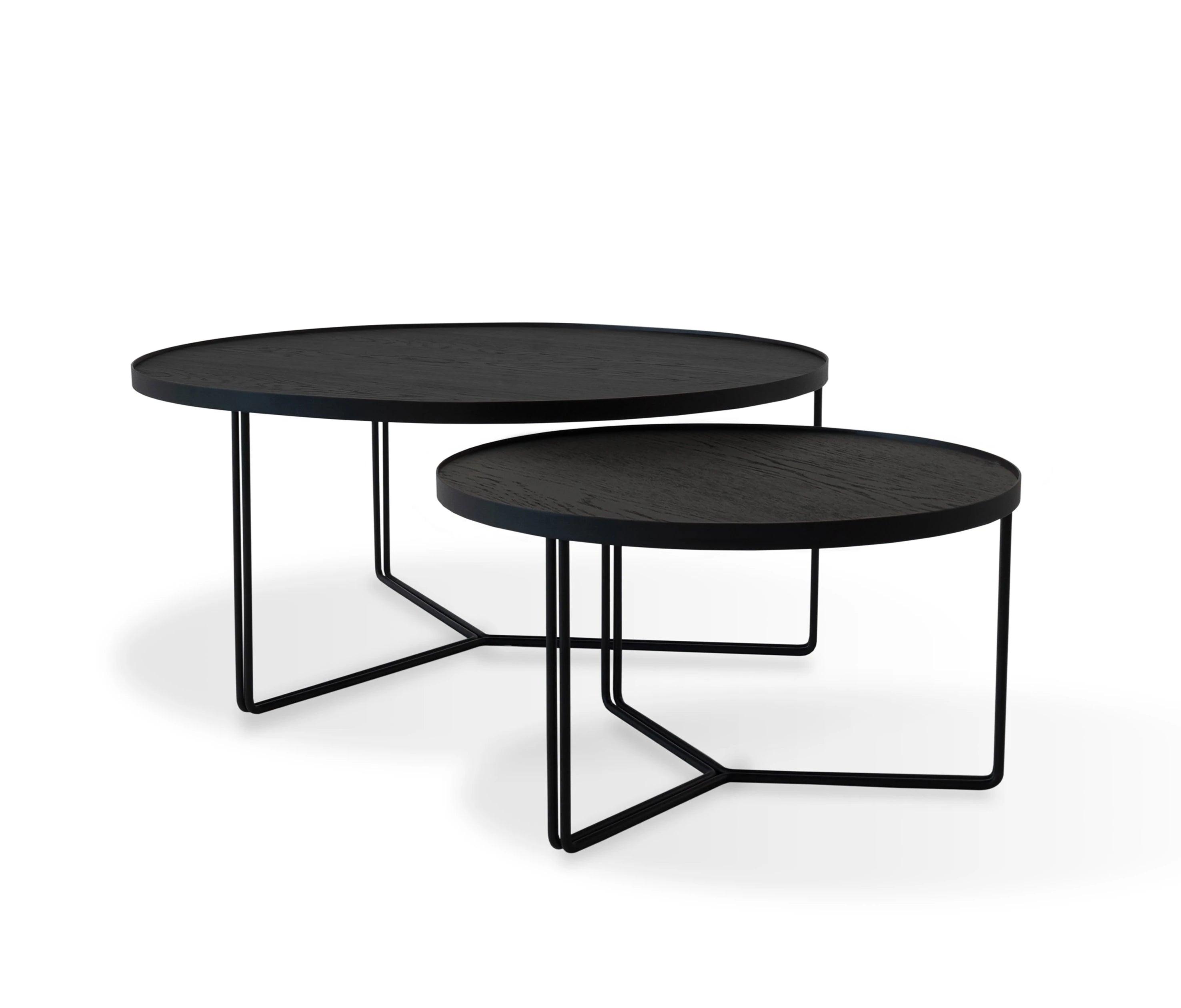 Zestaw stolików BIBIA fornir z czarną podstawą Nobonobo Fornir - dąb czarny Eye on Design