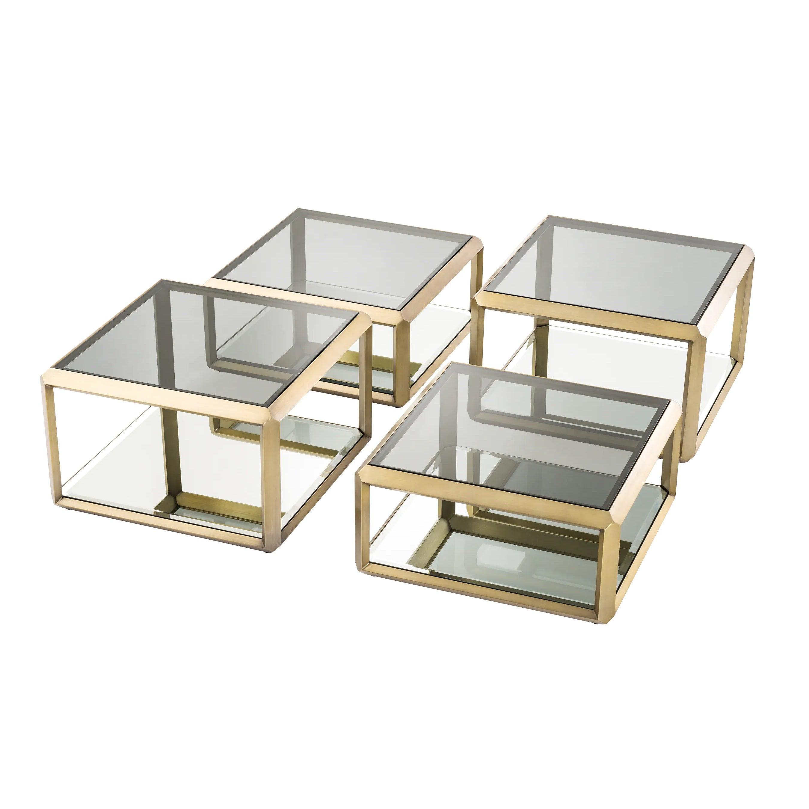 Zestaw stolików kawowych CALLUM szczotkowany mosiądz Eichholtz Eye on Design