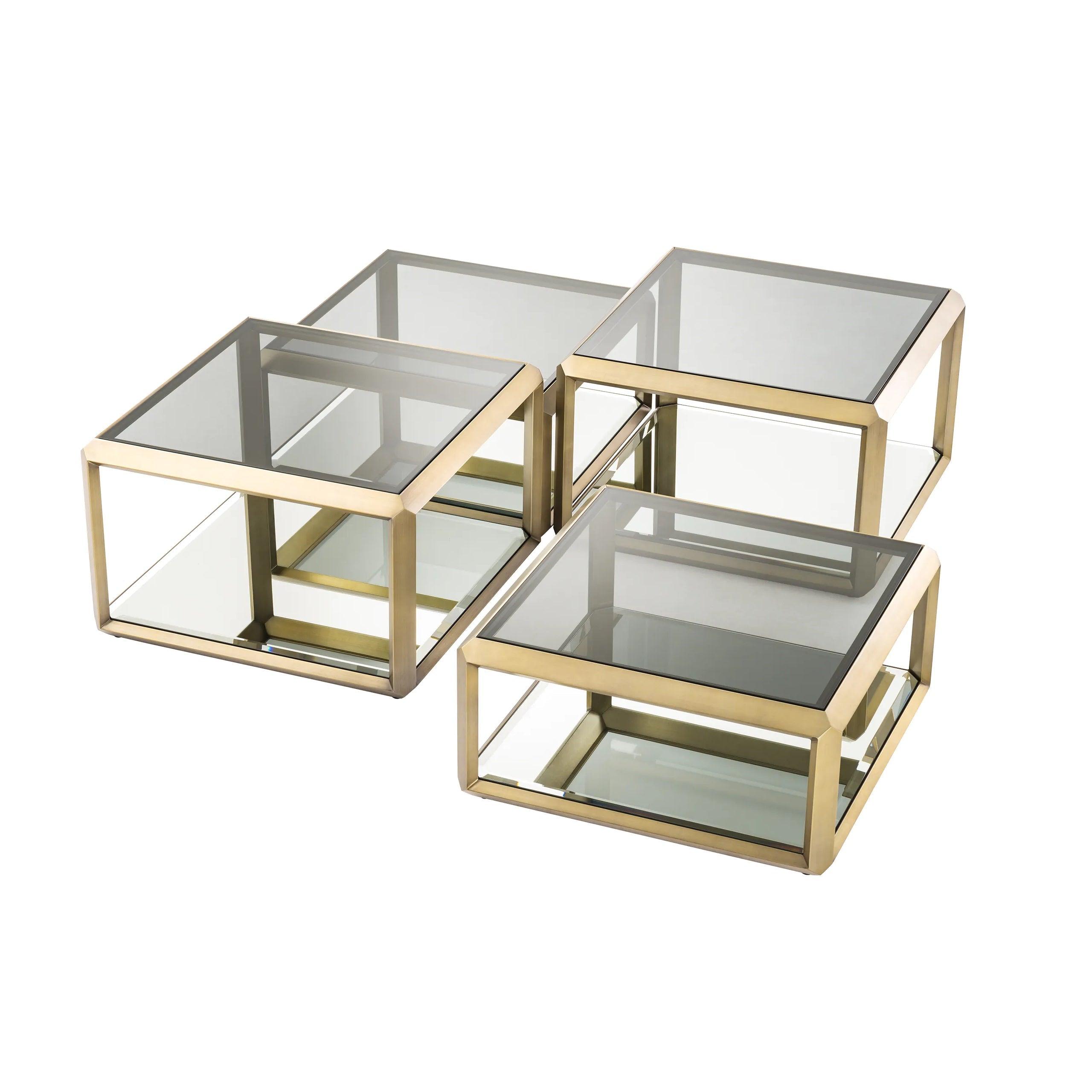 Zestaw stolików kawowych CALLUM szczotkowany mosiądz Eichholtz Eye on Design