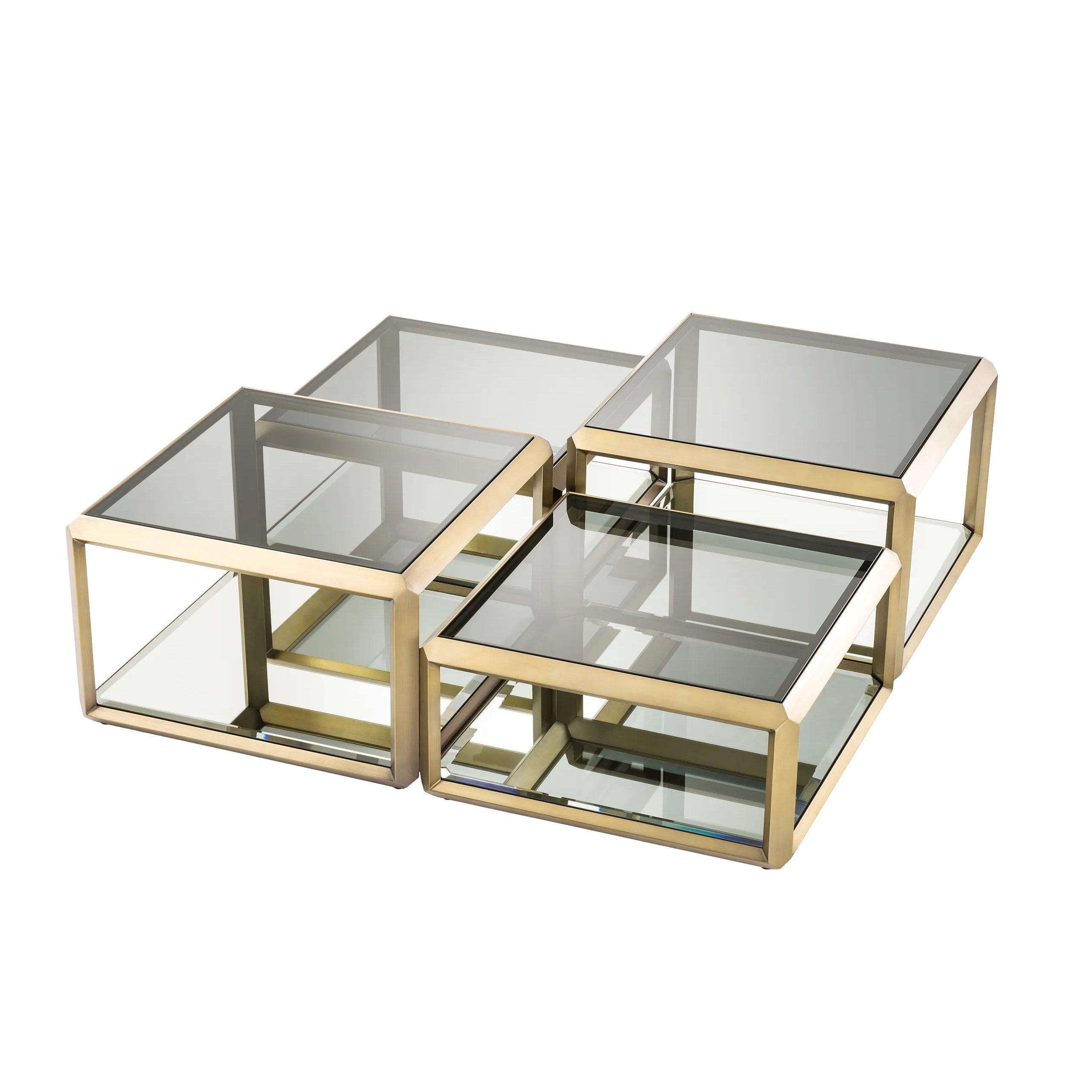 Zestaw stolików kawowych CALLUM szczotkowany mosiądz Eichholtz Eye on Design