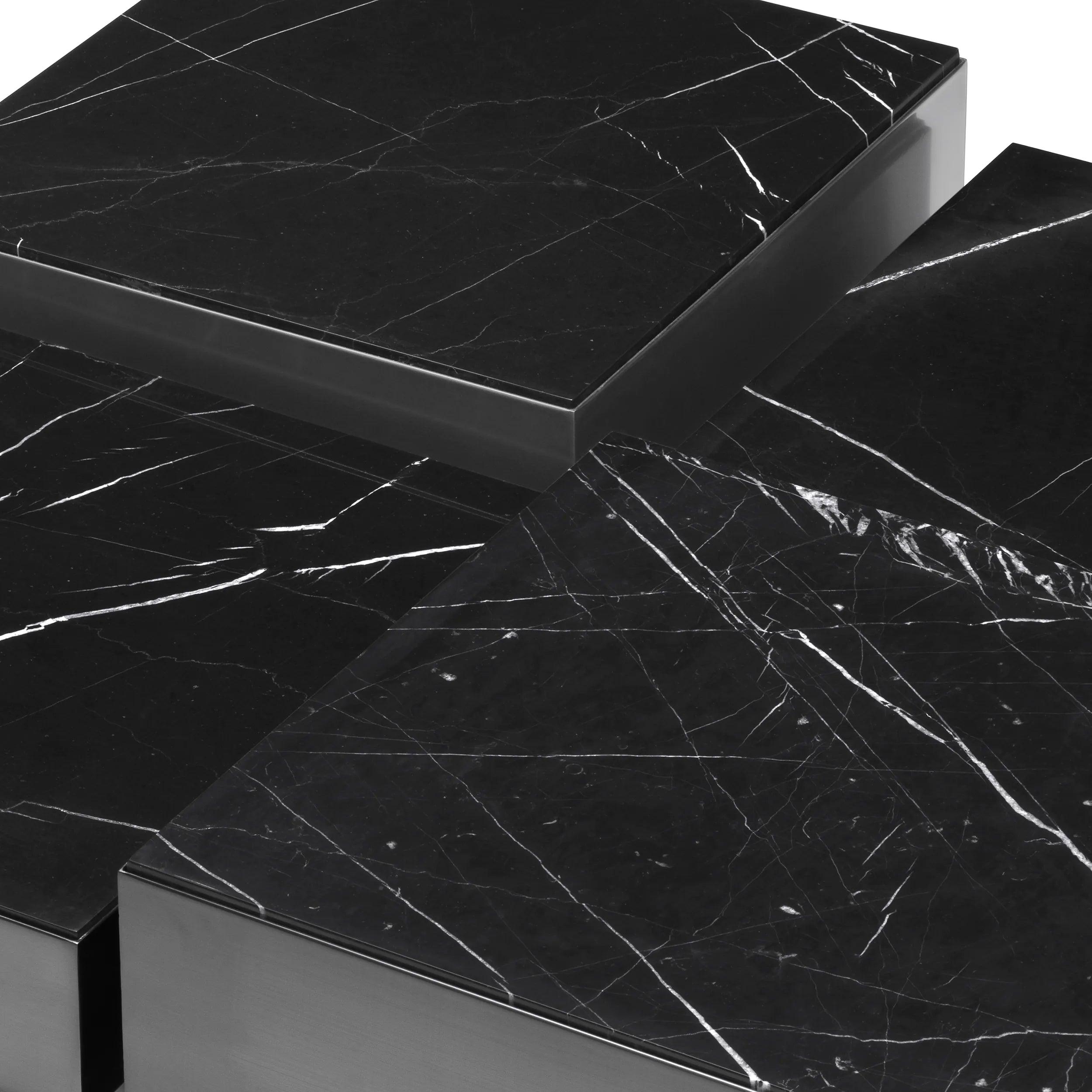 Zestaw stolików kawowych ESPOSITO czarny z marmurowym blatem Eichholtz Eye on Design