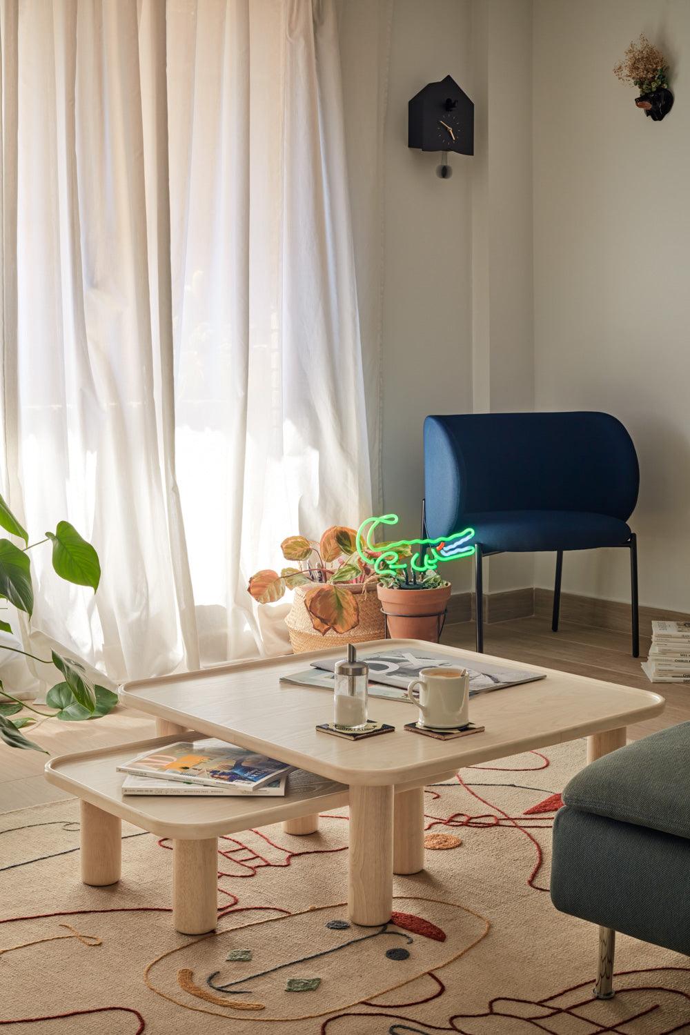 Zestaw stolików kawowych NEST fornir i lite drewno – Teulat