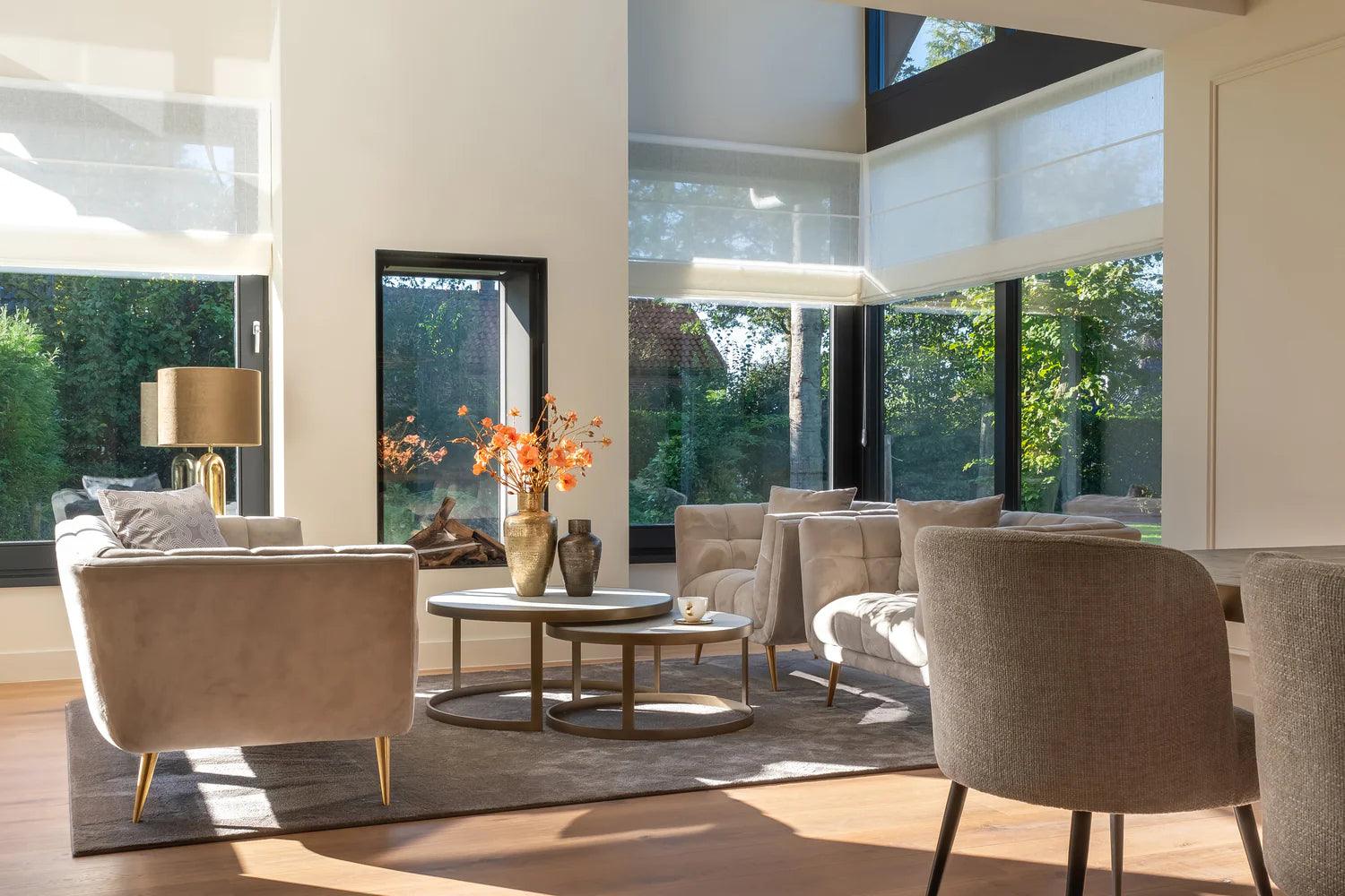 Zestaw stolików kawowych WHITEBONE mosiężny Richmond Interiors Eye on Design