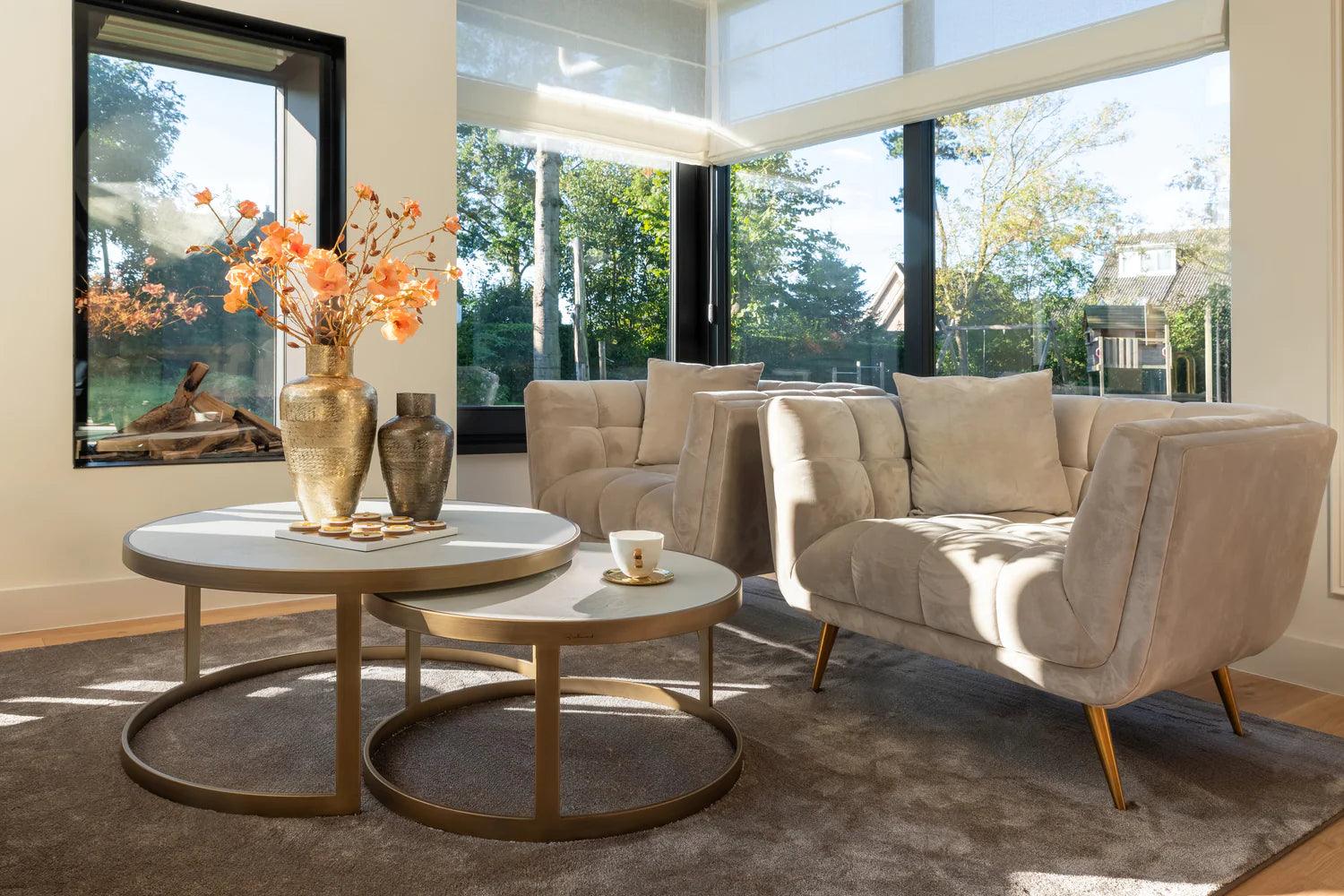 Zestaw stolików kawowych WHITEBONE mosiężny Richmond Interiors Eye on Design