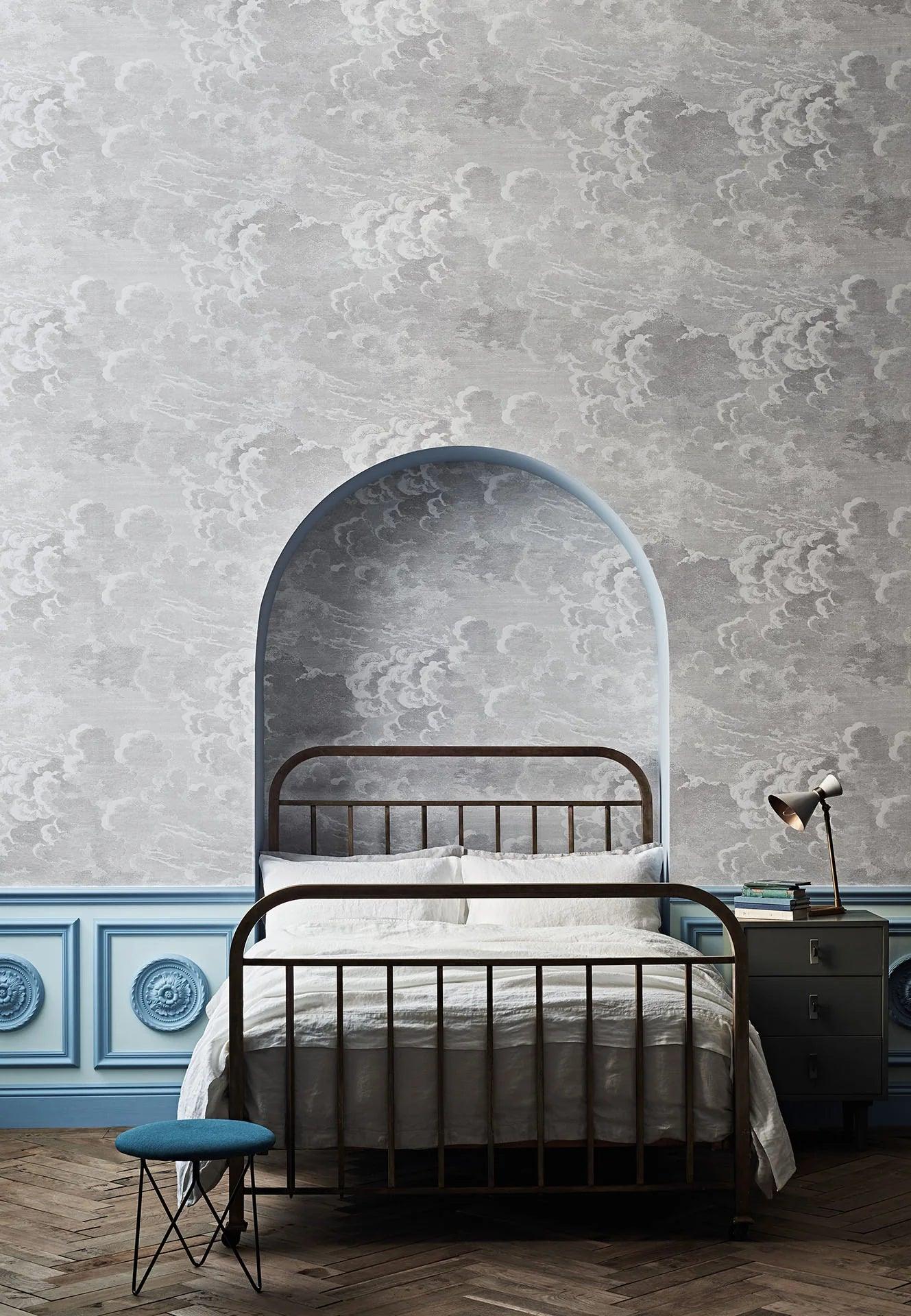 Behangset met een landschap van de lucht en wolken FORNASETTI - Nuvolette marineblauw